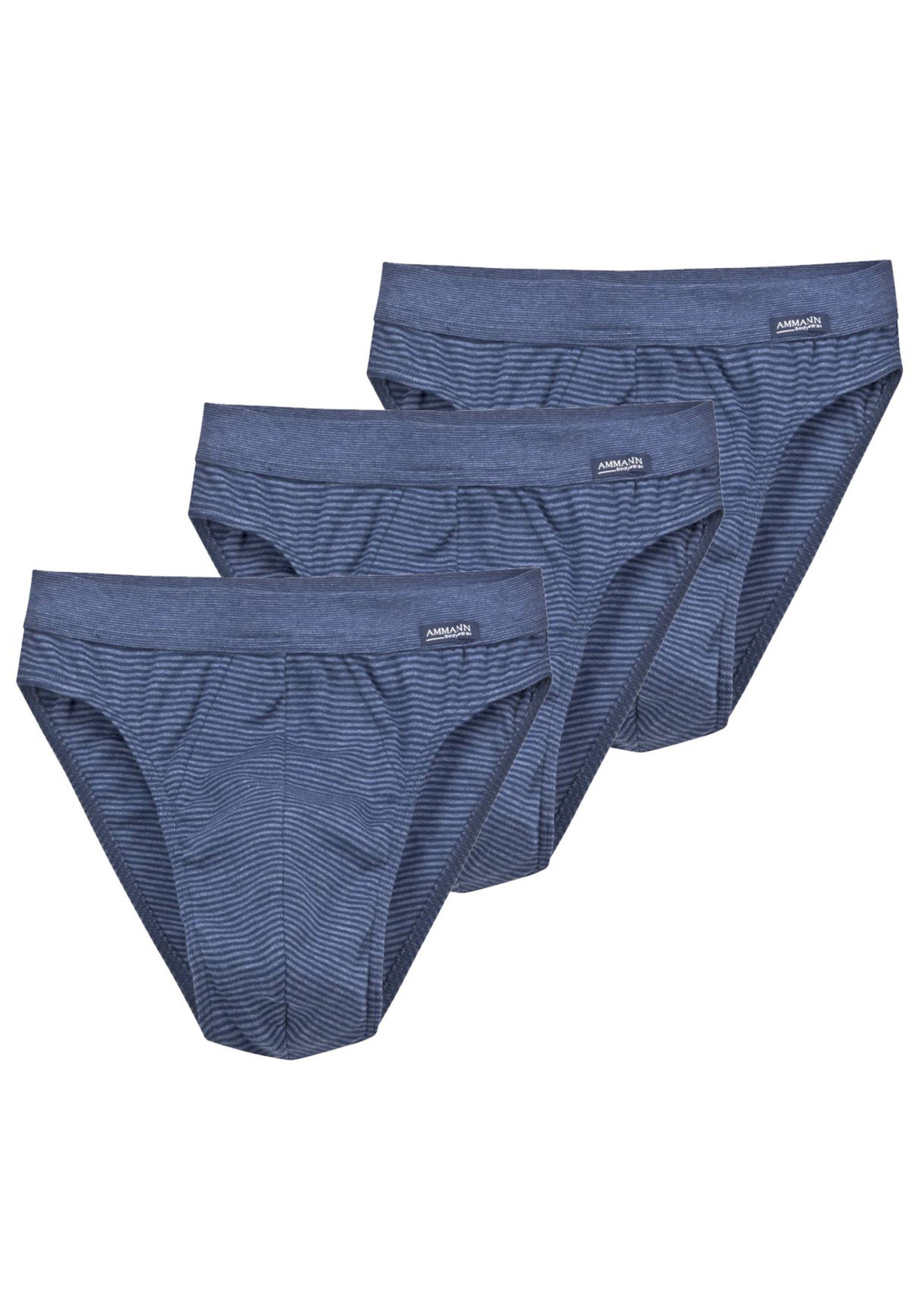 Ammann Slip 3er Pack Jeans Feinripp (Spar-Set, 3-St) Slip / Unterhose - Baumwolle - Ohne Eingriff - Blau