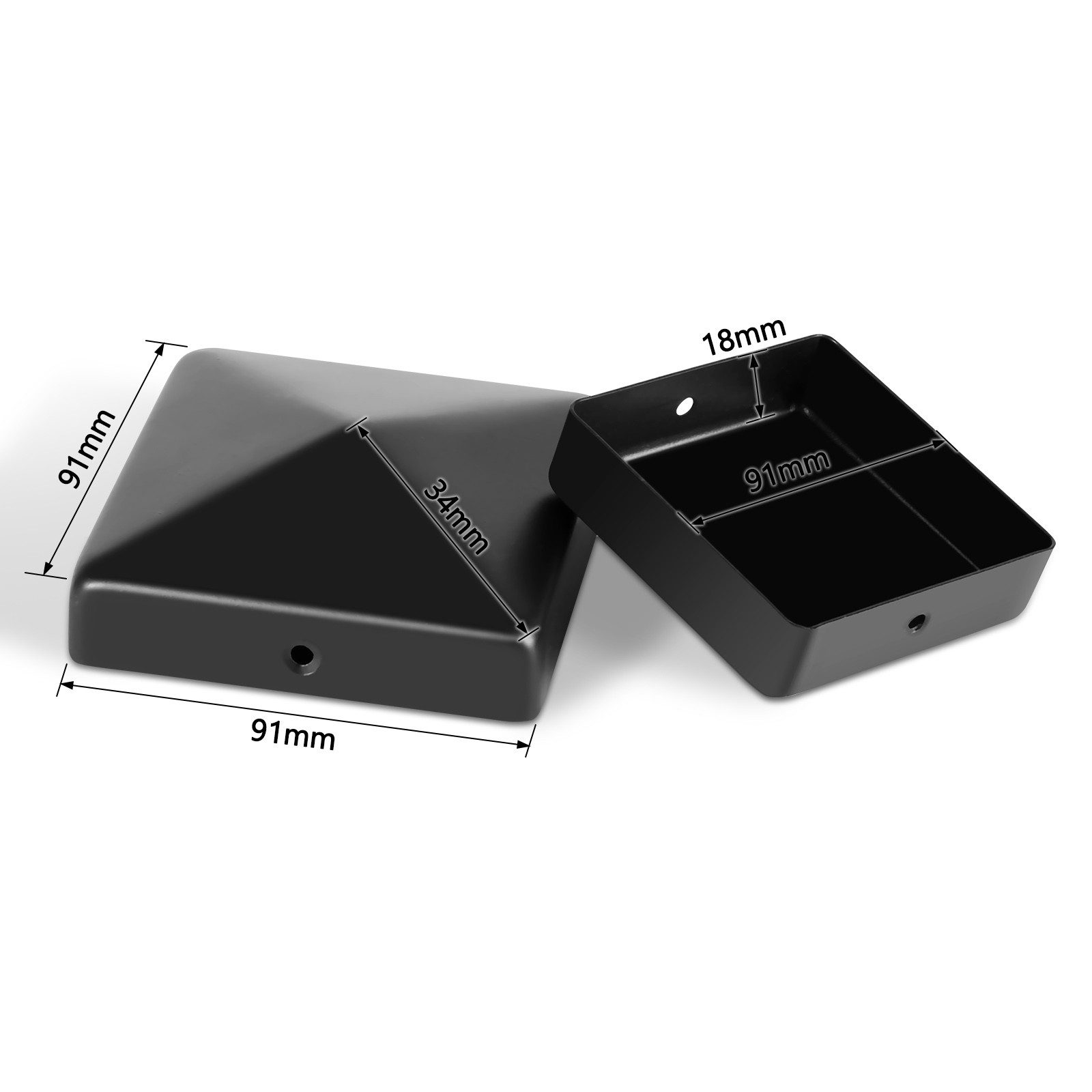 Clanmacy Pfostenkappe 10x Pfostenkappe Pyramide 91X91mm Zaunkappe für Pfosten Schwarz – Bild 2 von 5