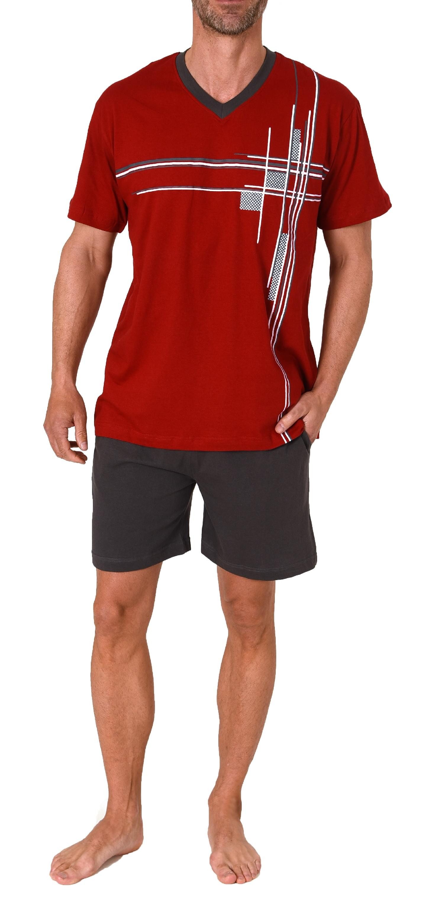 Normann Pyjama Herren Shorty Schlafanzug kurzarm mit Frontprint - auch in Ü günstig online kaufen