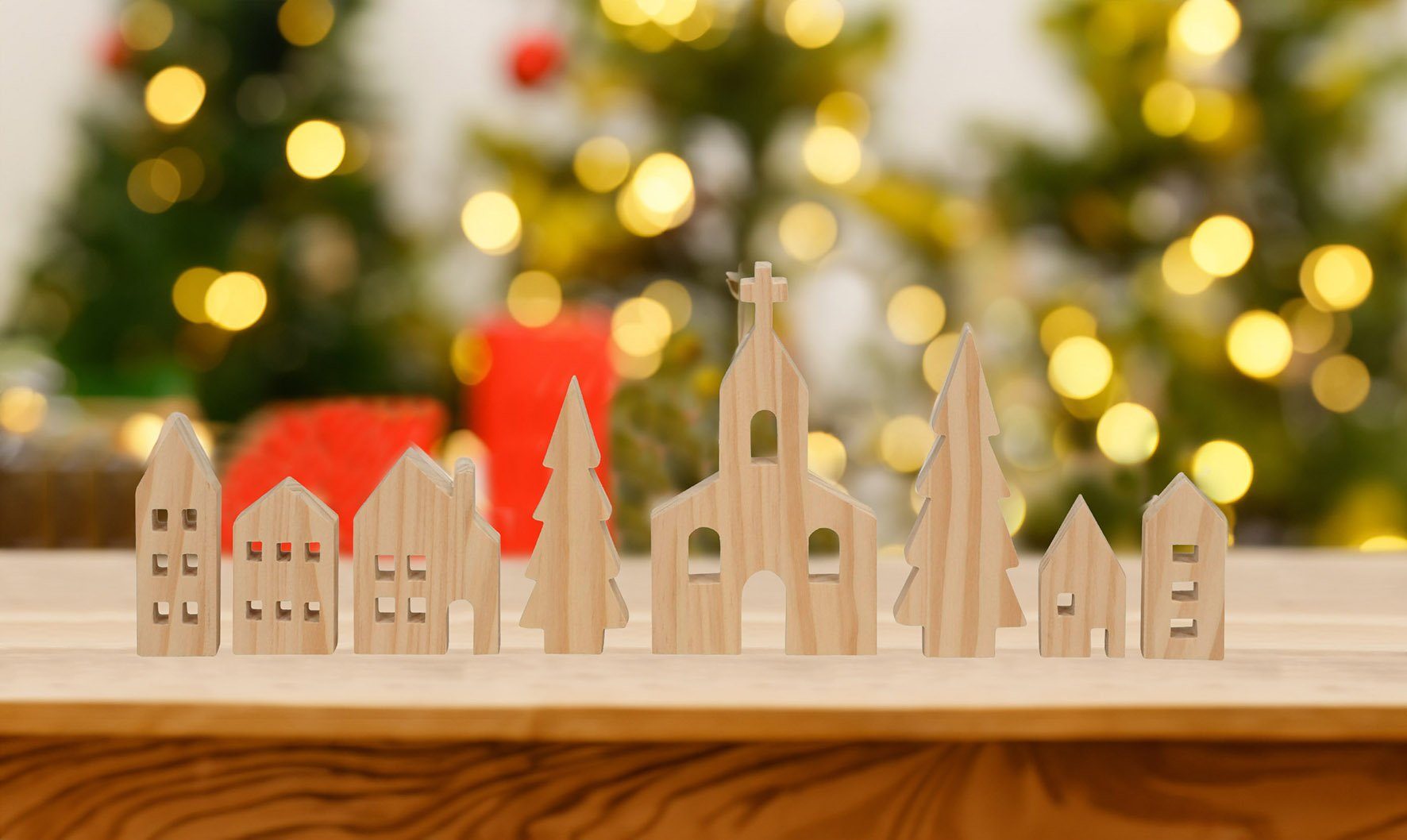 Dorf Spetebo Weihnachts Weihnachtsfigur - Deko Figuren natur, Set Holzfiguren Set
