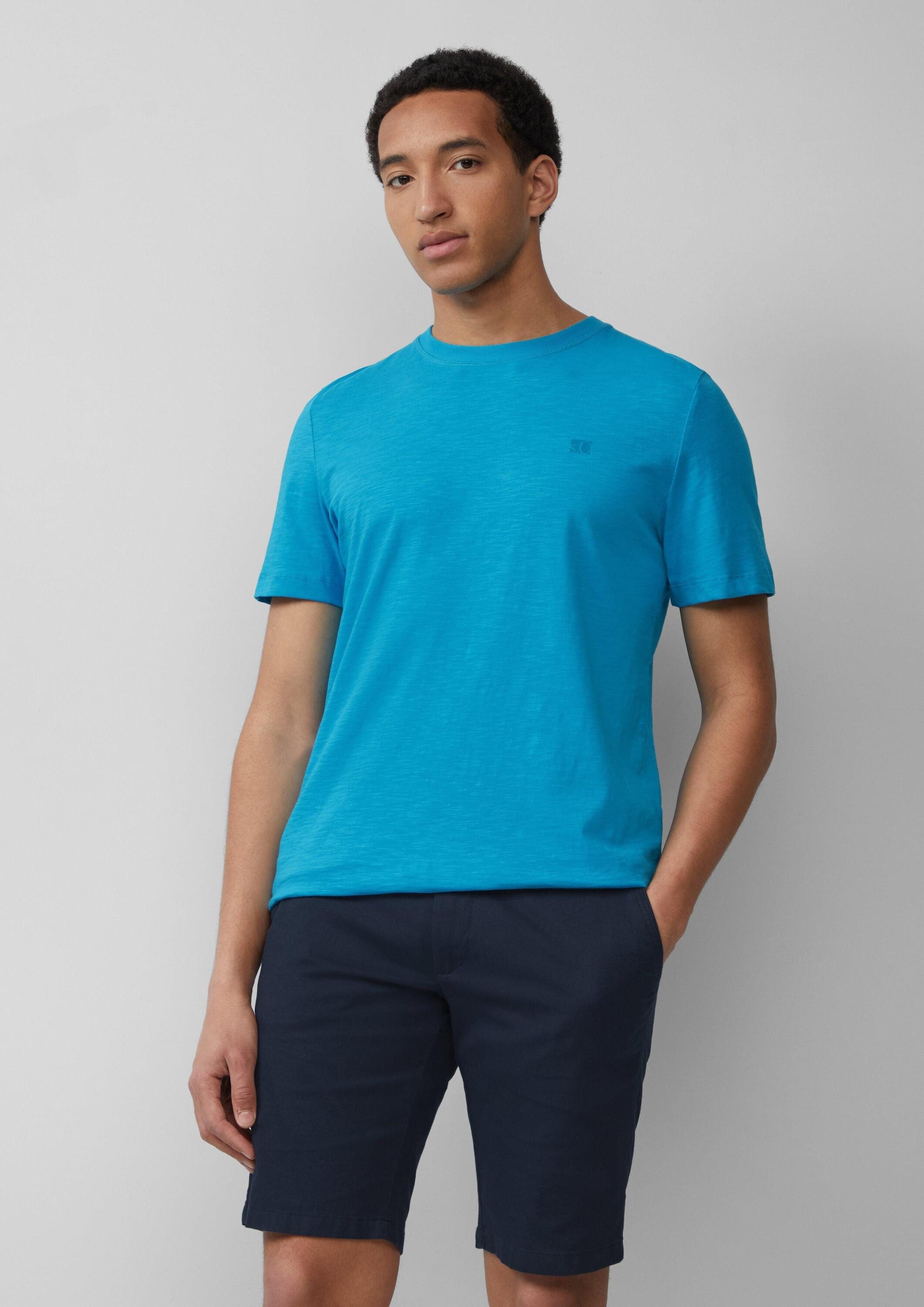 s.Oliver Kurzarmshirt T-Shirt T-Shirt mit Flammgarnstruktur und Logo-Print günstig online kaufen