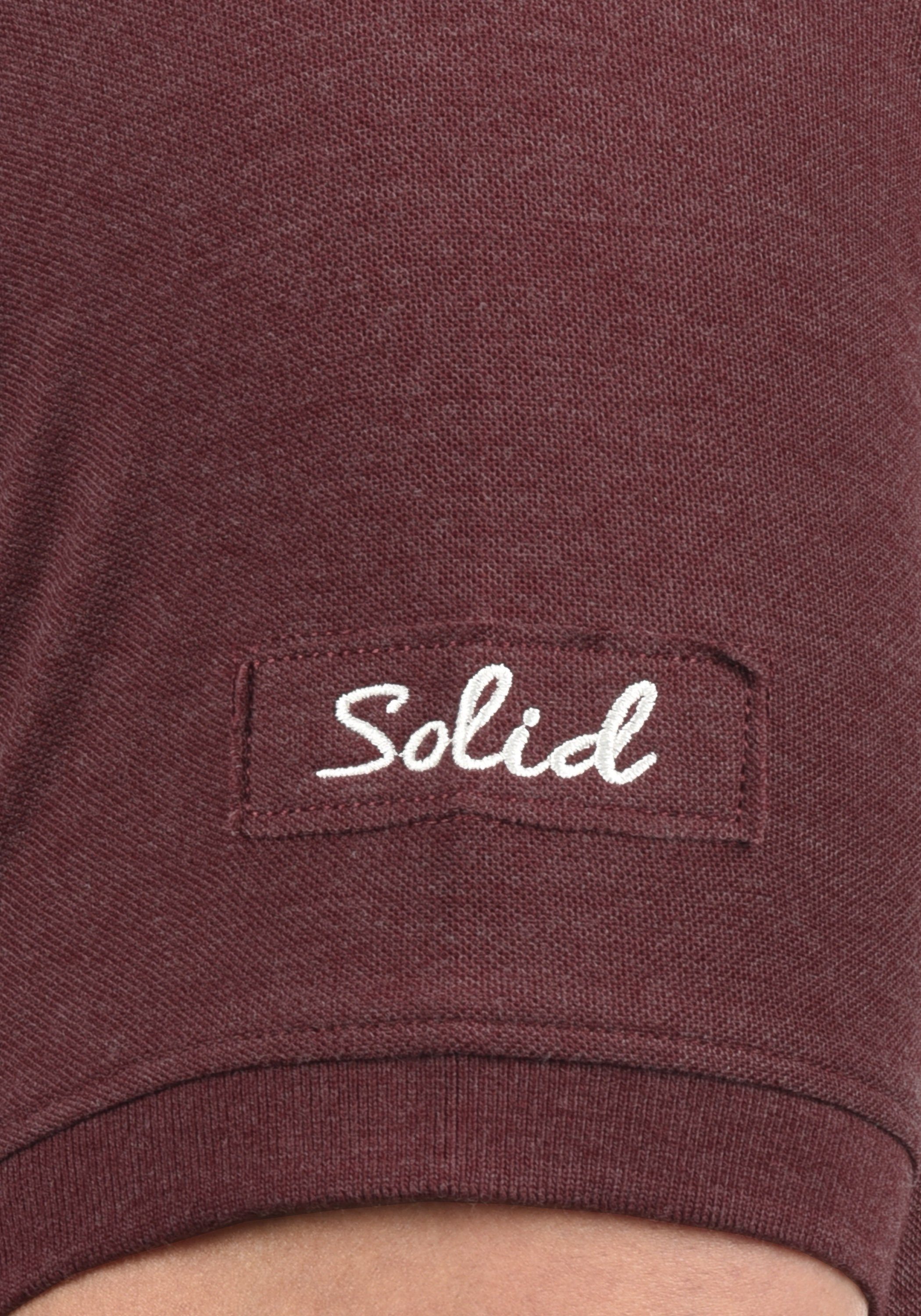 mit verlängerter Wine Melange Rückenpartie SDTripPolo !Solid Red Polo (8985) Poloshirt