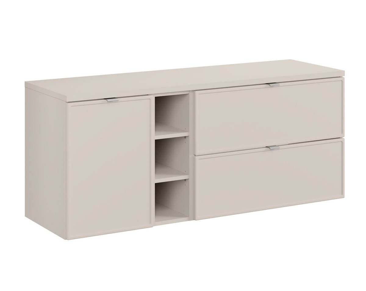 einfachgutemoebel Waschtisch-Set Waschplatz BELEZA 140cm Schubfächer & Regal, zum Unterbau, kaschmir, (Badmöbel Set, 1-St., Waschtisch Unterschrank)