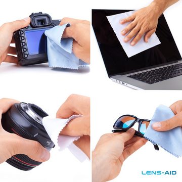 Lens-Aid 5er-Set Mikrofaser-Reinigungstücher mit Aufbewahrungsbeutel Mikrofasertuch (5-tlg., für Kamera, Brille, Handy-Display, Tablet etc)