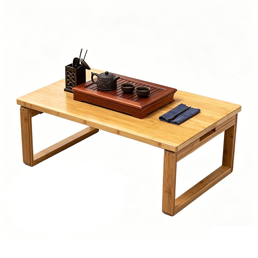 TUWENA Couchtisch Klappbarer Couchtisch Beistelltisch aus Bambus Niedriger Kaffeetisch, Retro Tatami End Tische für Fenster, Tatami, Outdoor, Bett, 80 x 50 cm