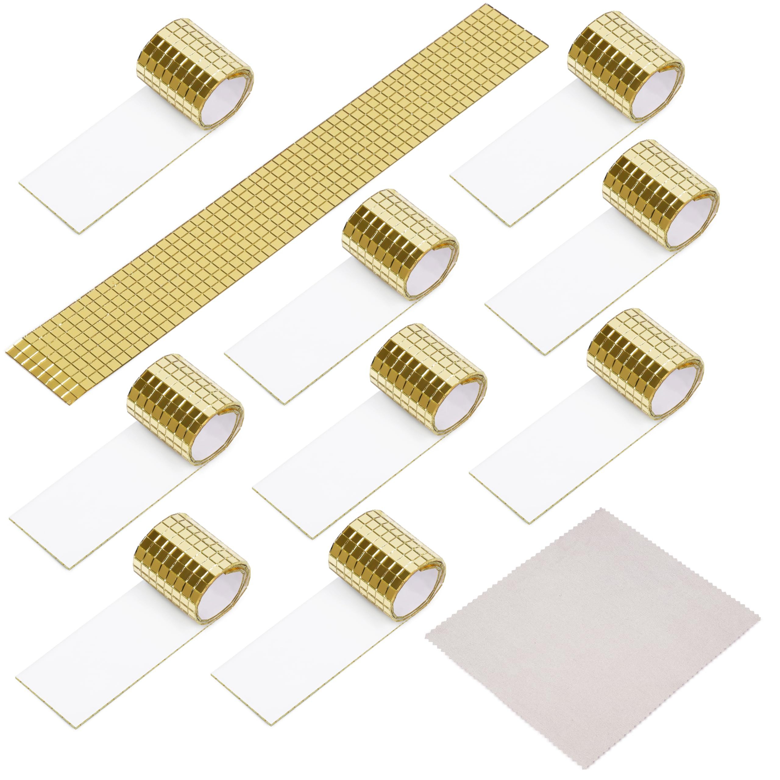 Belle Vous Mosaikfliesen Belle Vous 10er-Pack selbstklebende Spiegel Mosaik Плитка -, Glas 20.00x7.00, Gold