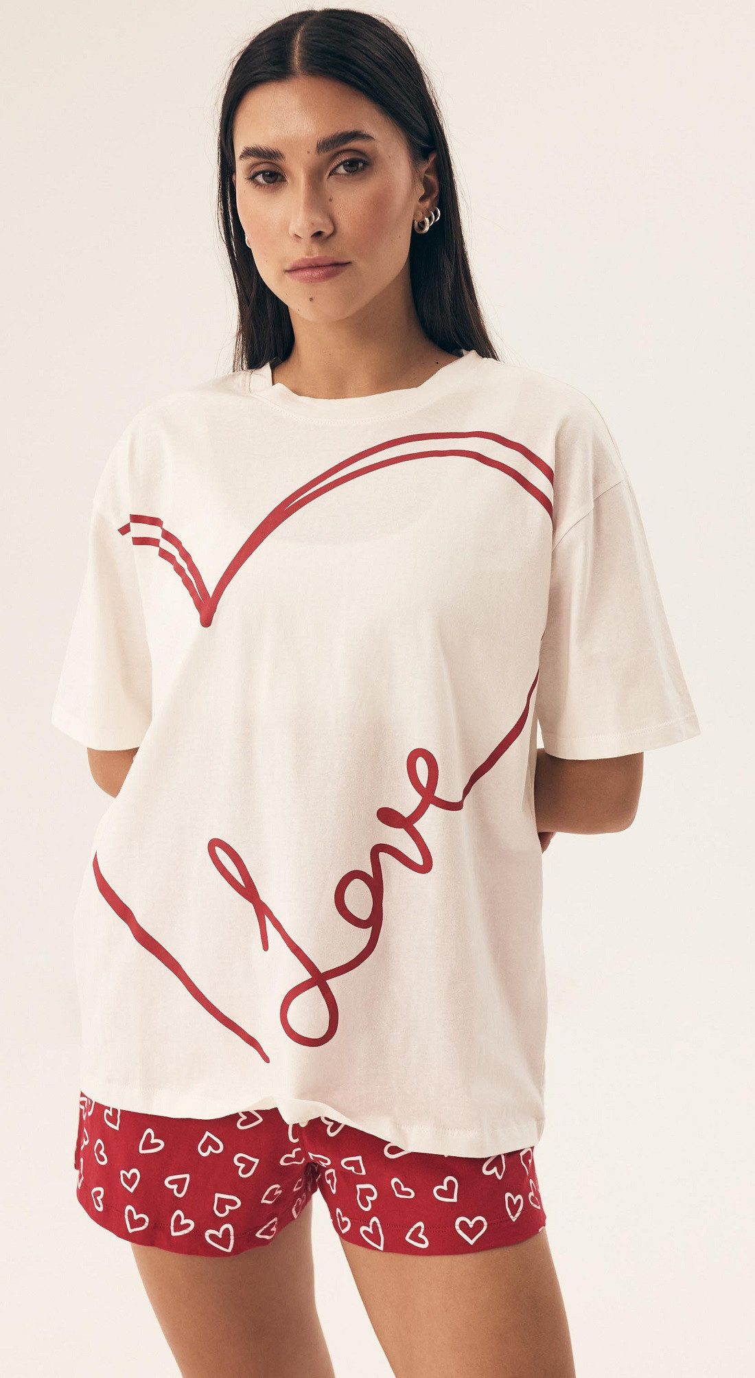 Henderson Shorty mit niedlichem Herz-Print, Schlafanzug Pyjama kurz