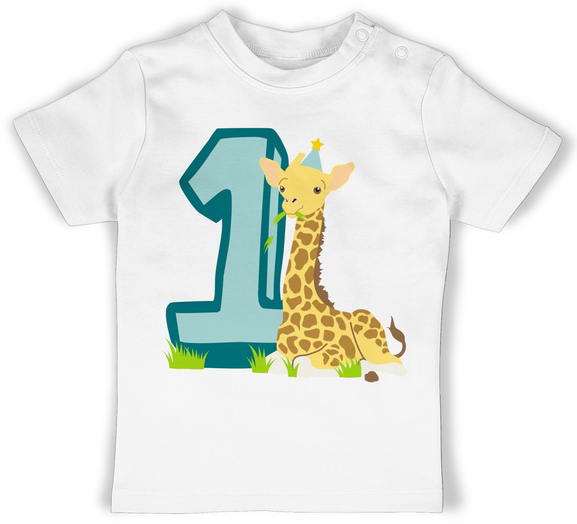 3 Giraffe Shirtracer Geburtstag Eins 1. Weiß T-Shirt