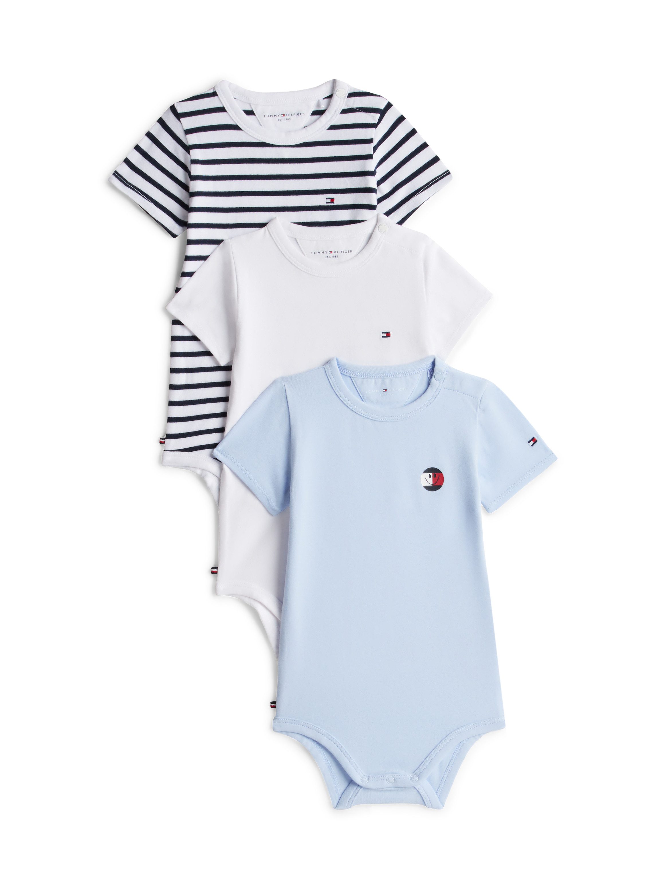 Tommy Hilfiger Body FLAG SMILE 3 PACK BODY (Set, 3-tlg) Regular fit mit Rundhalsausschnitt für Babys