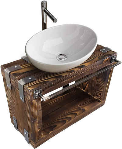 CHYRKA Waschbeckenschrank Badmöbel Waschtisch BORYSLAW-Bad Waschbecken Hängeschrank Waschtischunterschrank Waschbecken-Unterschrank Metall Holz Loft Handmade