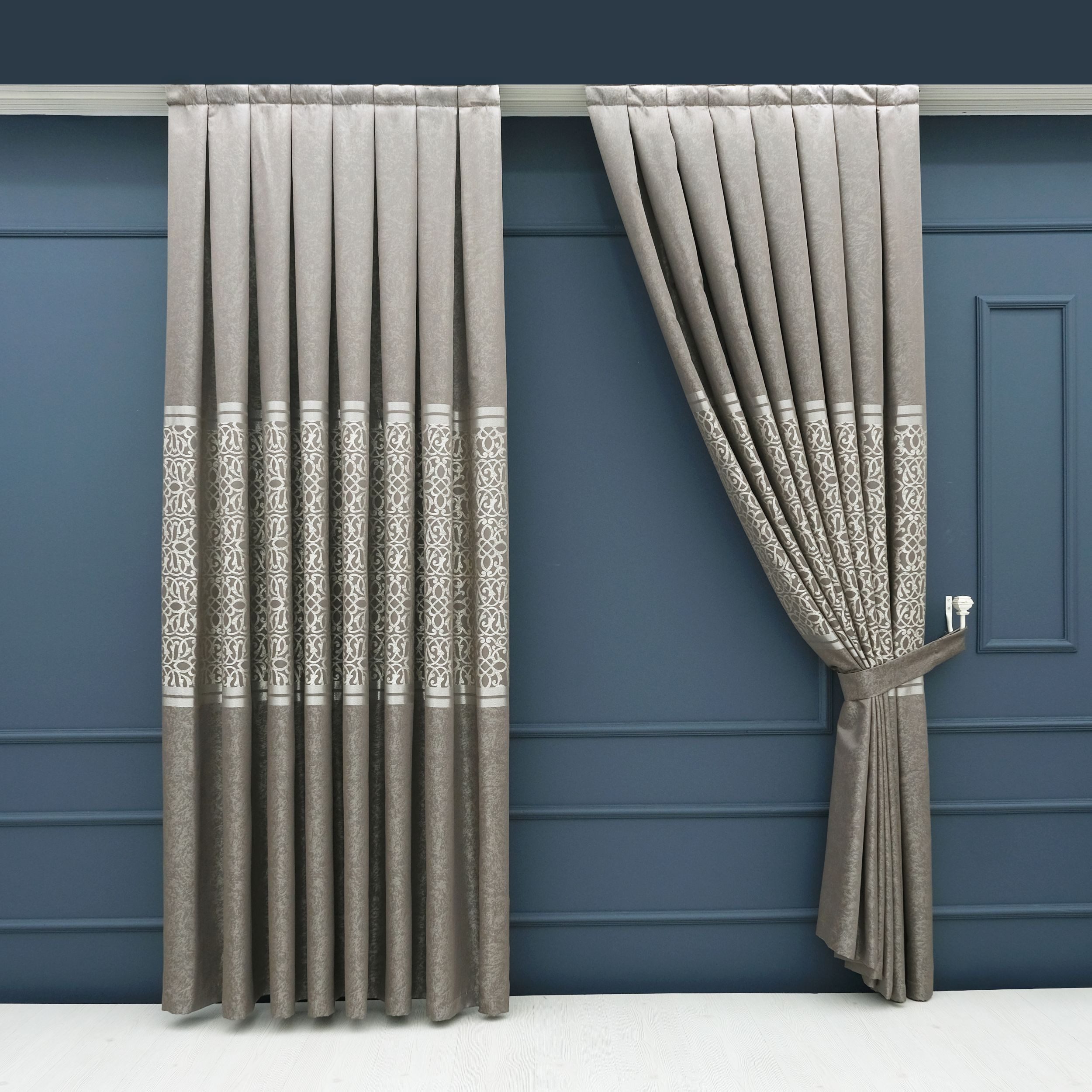 Gardinen by Justyna Vorhang 2er Fon Seiten Schal Set Braun (4 St), Kräuselband, verdunkelnd, Fertiggardine,Hochwertiggardine,Turkischegardine,Perde,Pileli Tül