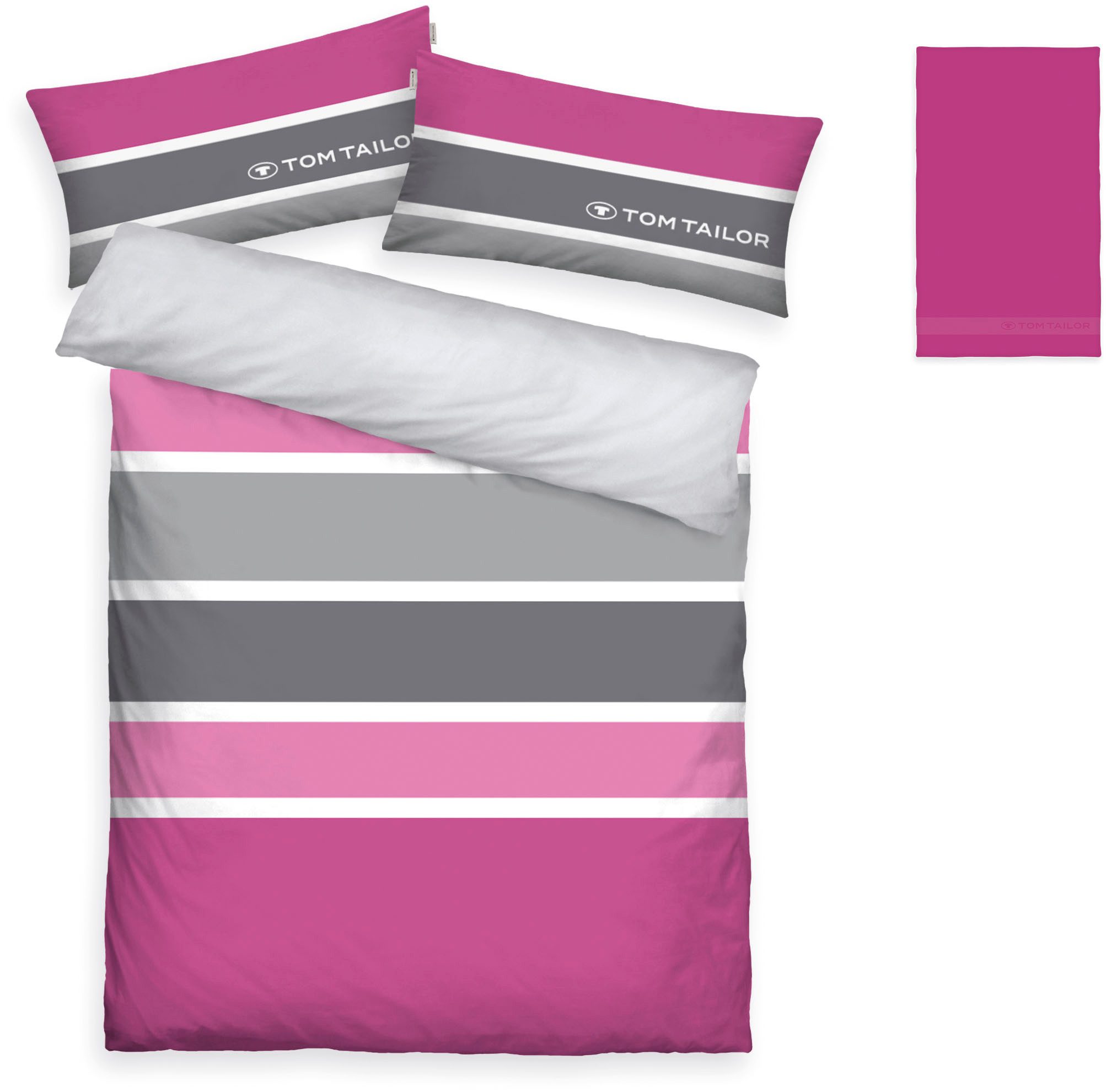 TOM TAILOR HOME Bettwäsche Felix in Gr. 135x200 oder 155x220 cm, Renforcé, 3 teilig, mit GRATIS-Zugabe: Gästehandtuch (100% Baumwolle), mit Reißverschluss – Bild 2 von 5