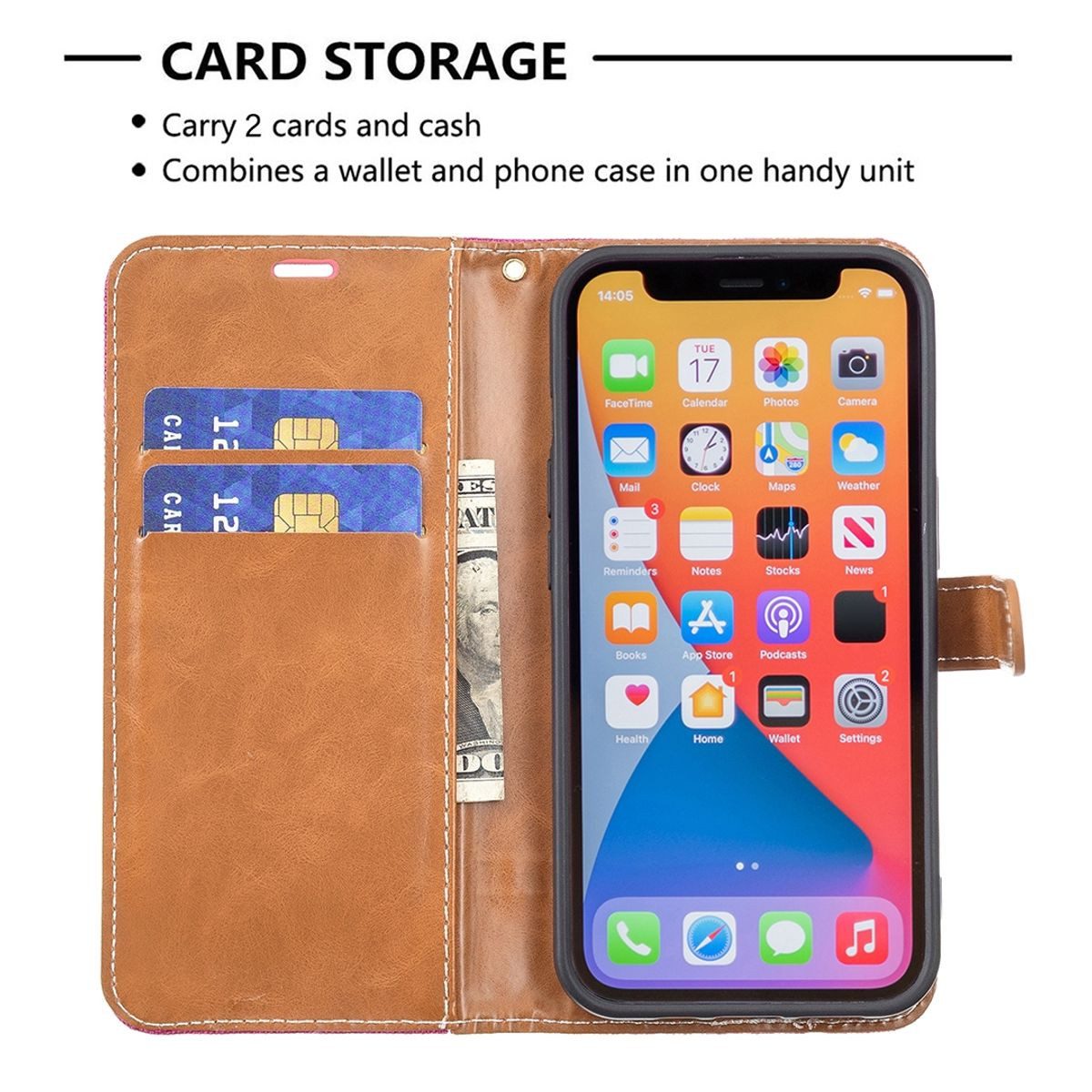 König Design Handyhülle Apple iPhone 13 Pro Max, Schutzhülle Schutztasche Case Cover Etuis Wallet Klapptasche Bookstyle
