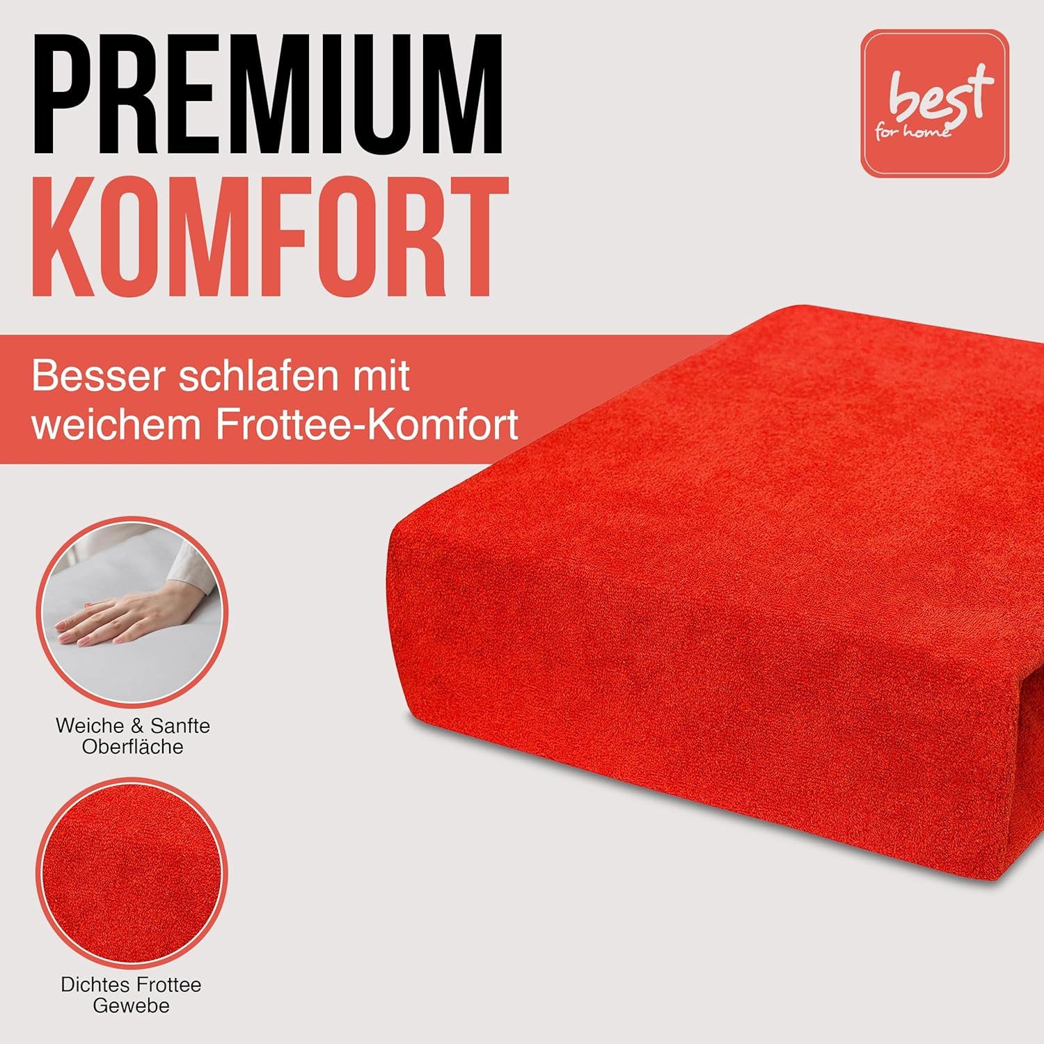Best for You Spannbettlaken Terry Spannbettlaken–Flauschiger Handtuchstoff für Komfort & Passform, Frotte, Gummizug: Rundum