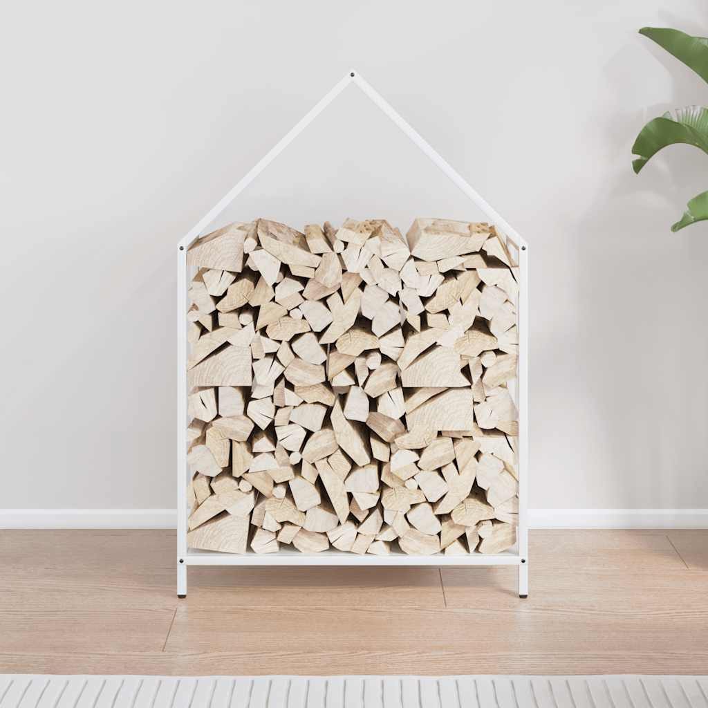 vidaXL Kaminholzregal, Brennholzregal Weiß 60x25x90 cm Kaltgewalzter Stahl