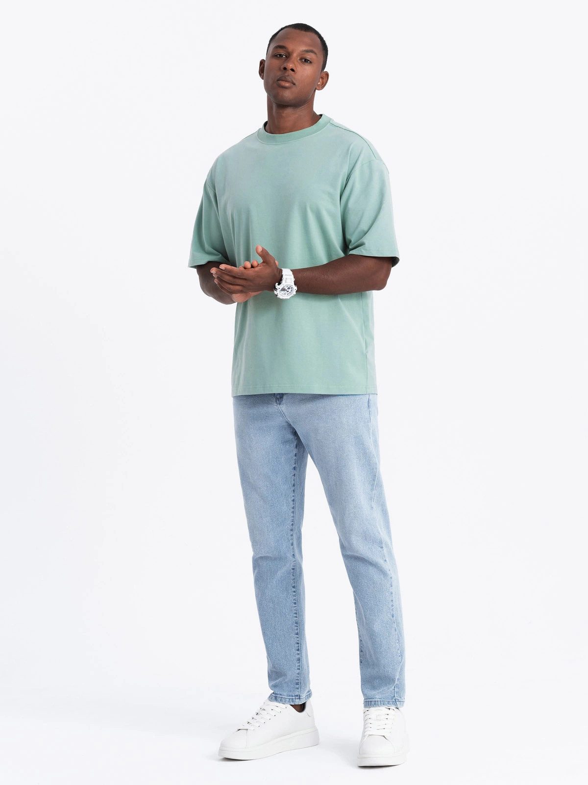 OMBRE T-Shirt Baumwoll-T-Shirt LOOSE FIT mit Rundhalsausschnitt günstig online kaufen