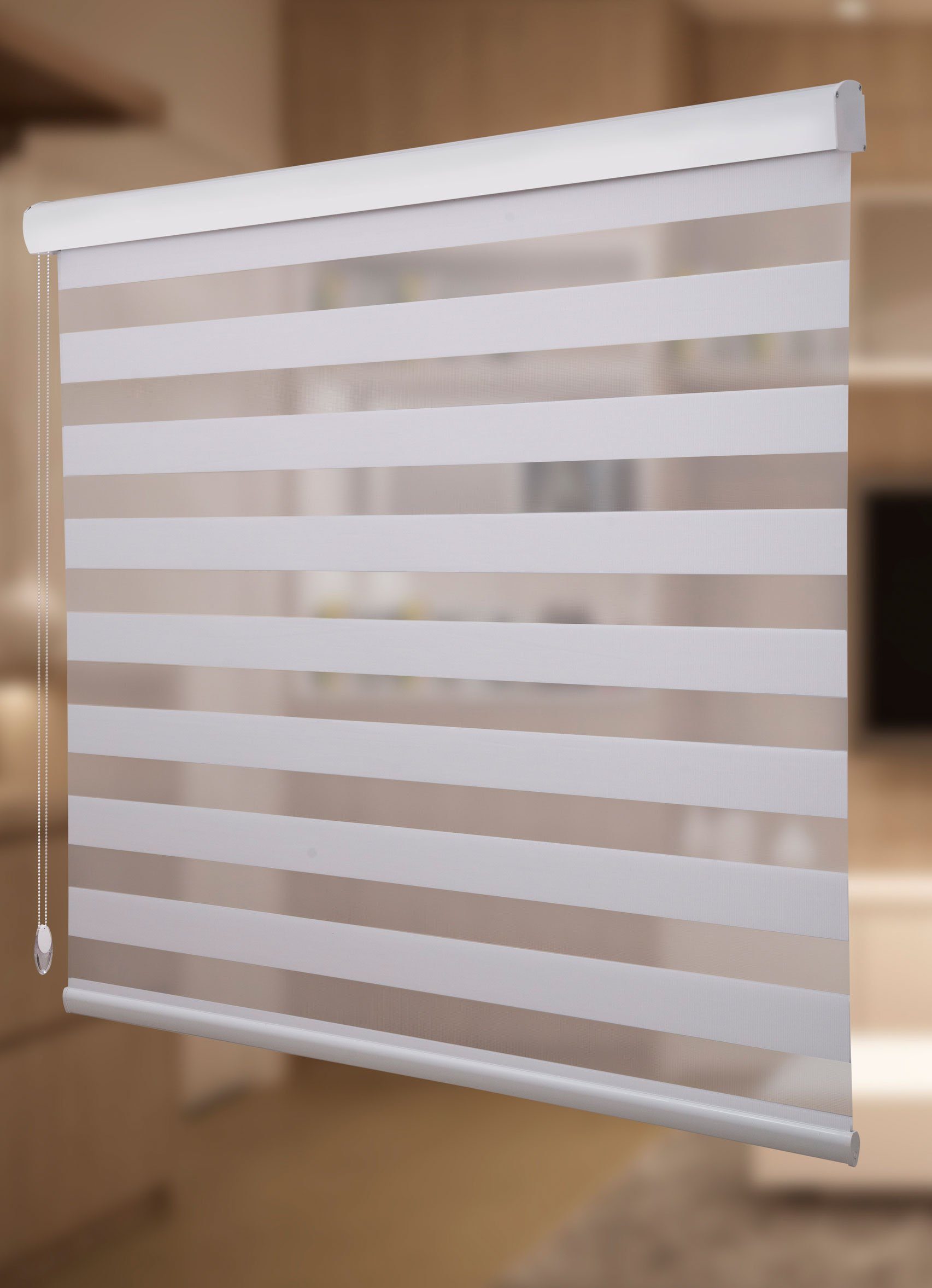 Doppelrollo Doppelrollo Alu-Kassette weiß Höhe 250 cm Sichtschutz Seitenzug günstig online kaufen