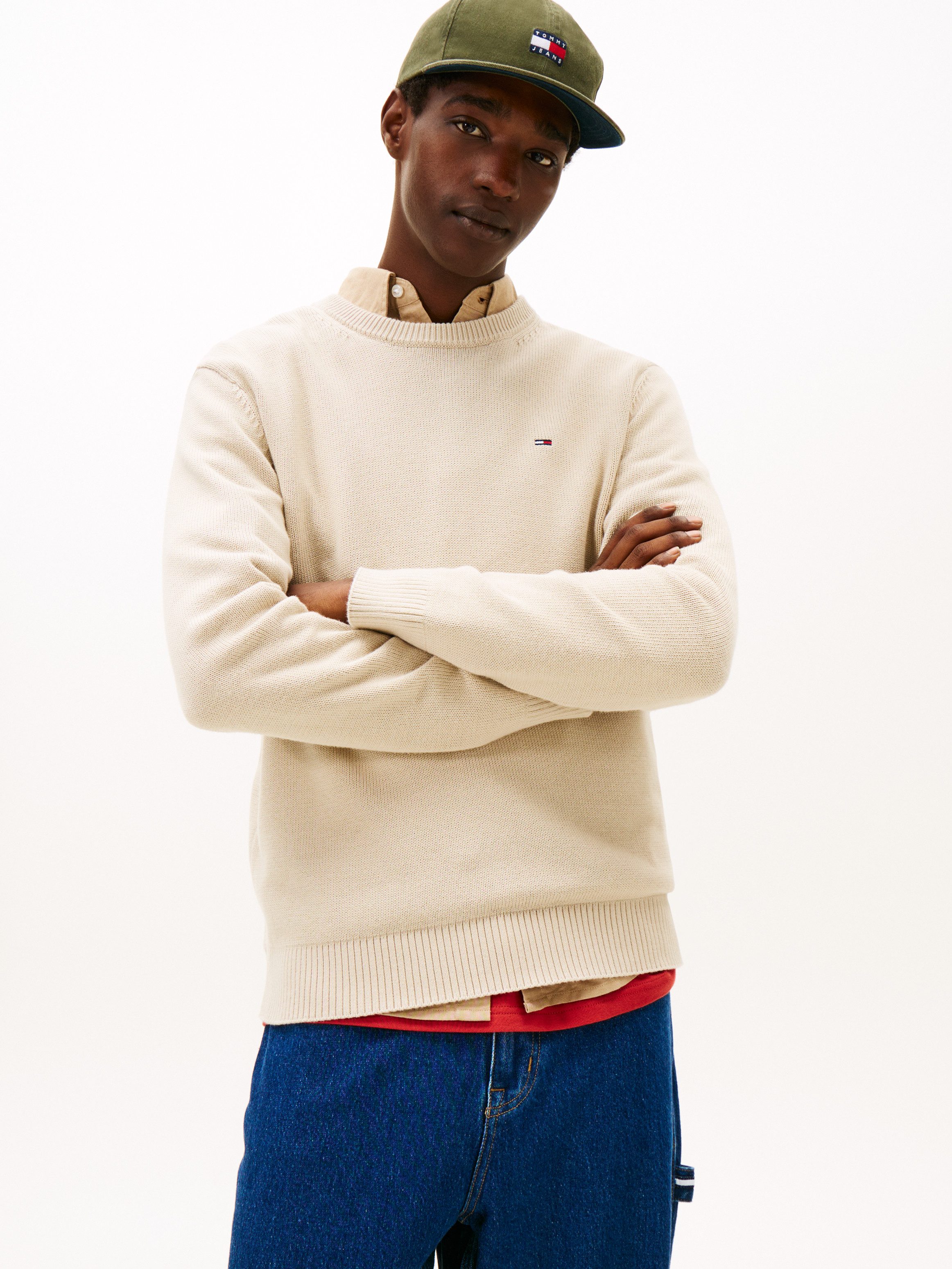 Tommy Jeans Rundhalspullover Slim fit mit Rundhalsausschnitt