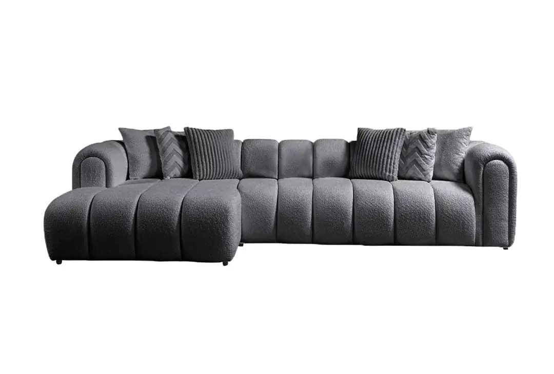 Skye Decor Ecksofa, L Form Bohem Sofa Bouclé Optik mit 7 Kissen – modernes Design