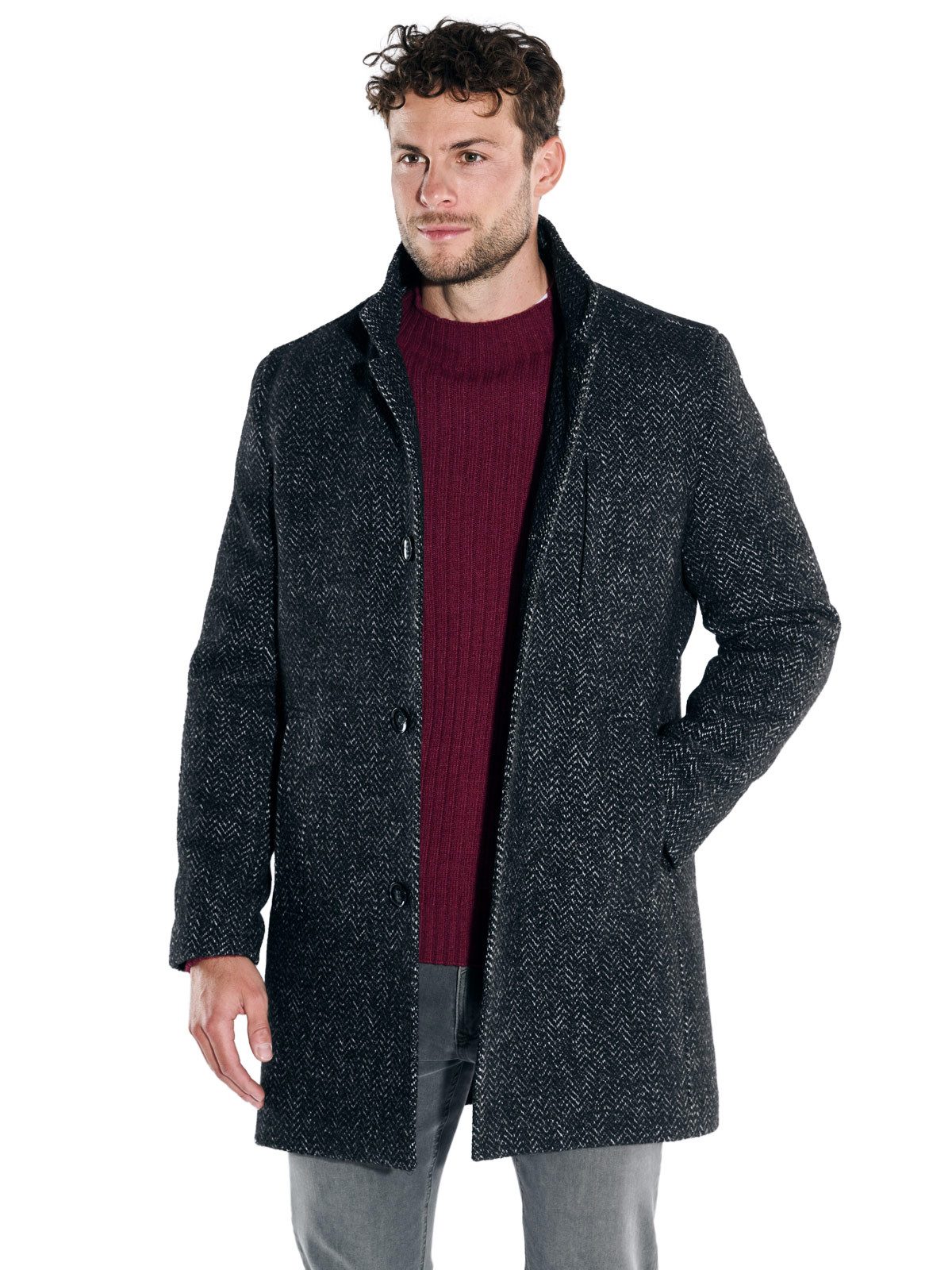 emilio adani Kurzmantel Herren Mantel, Schwarz