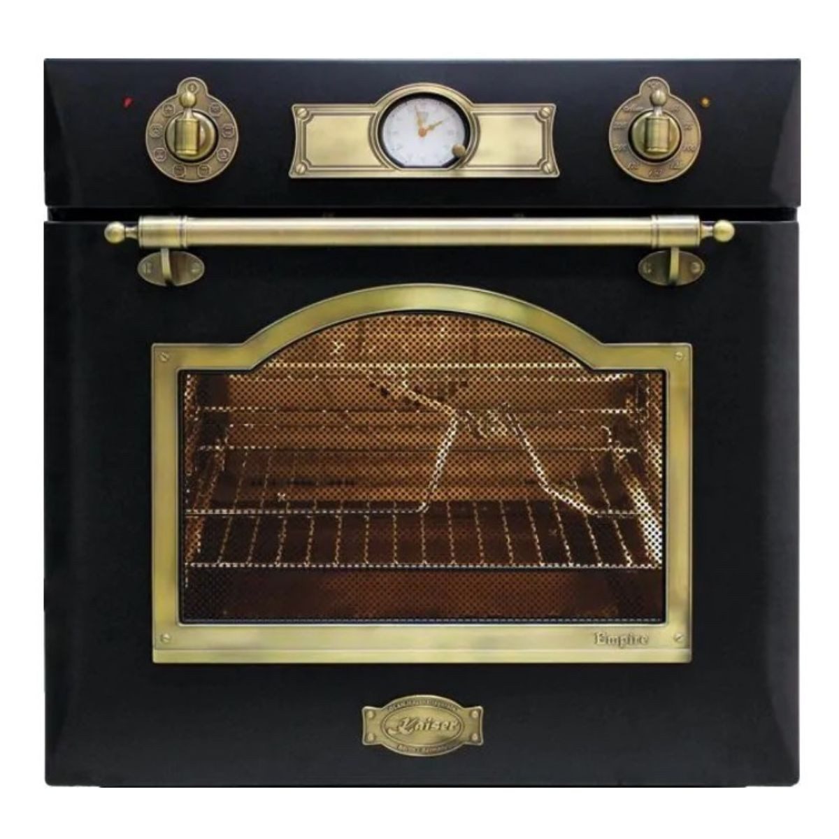 Kaiser Küchengeräte Backofen-Set Kaiser Empire Retro Küchenset Schwarz A6315+EH6355+KG6325, Katalytische, Haube, Gasherd, Backofen-Set