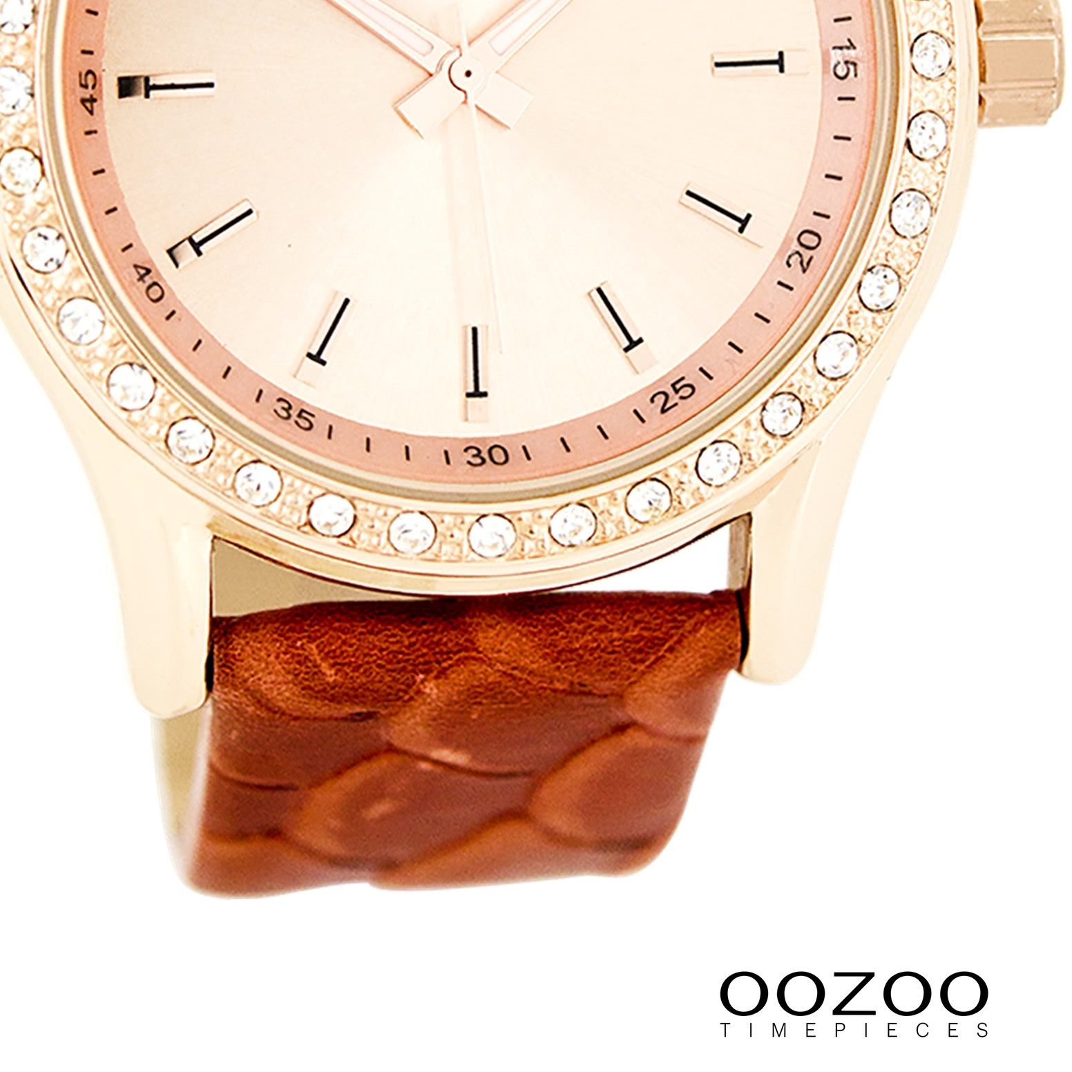OOZOO Quarzuhr Oozoo Damen Armbanduhr Timepieces Analog, (Analoguhr), Damenuhr rund, groß (ca. 43mm) Lederarmband, Fashion-Style