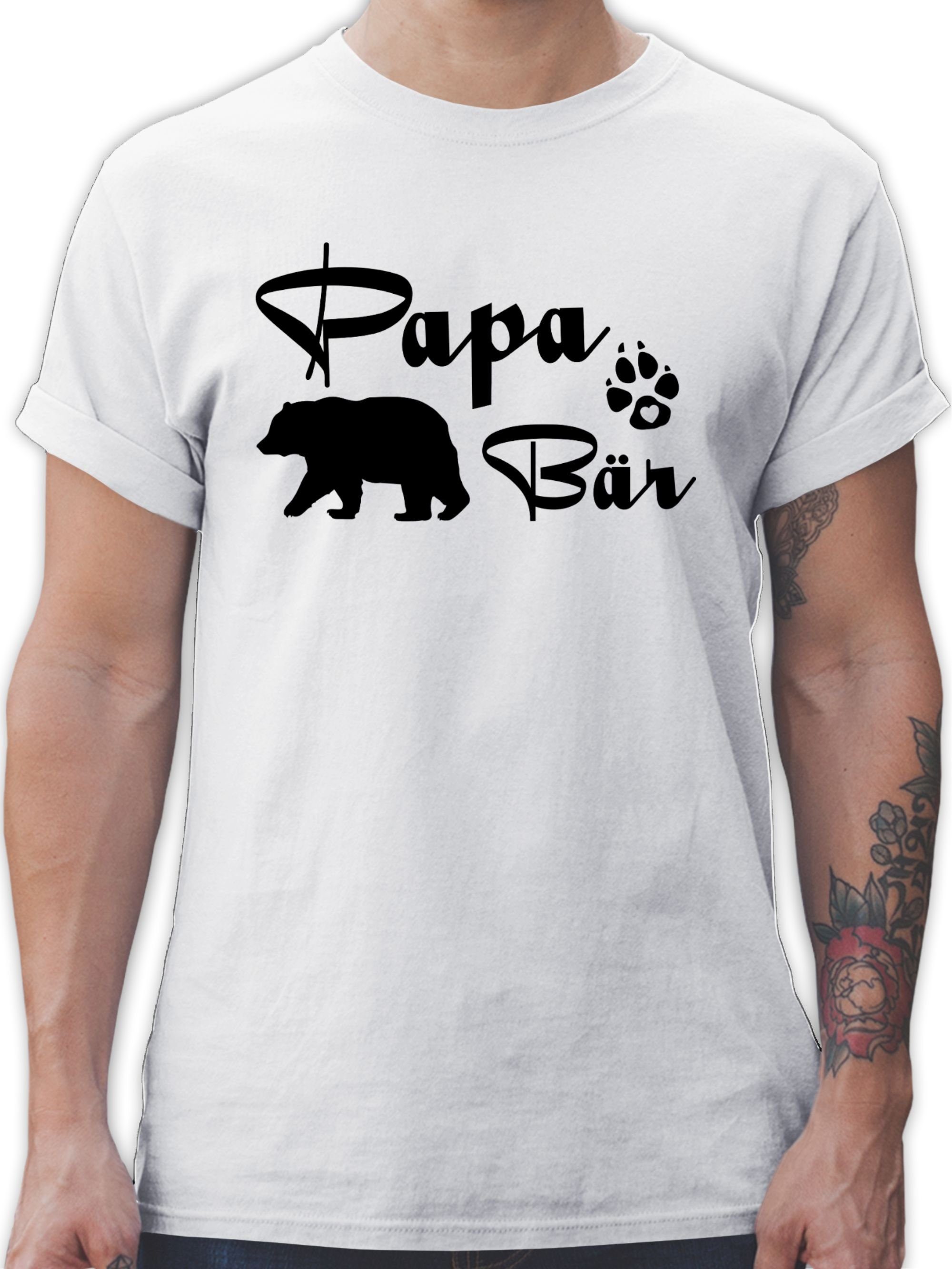 Shirtracer T-Shirt Papa Weiß Bär Geschenk Vatertag Papa Lettering 03 für
