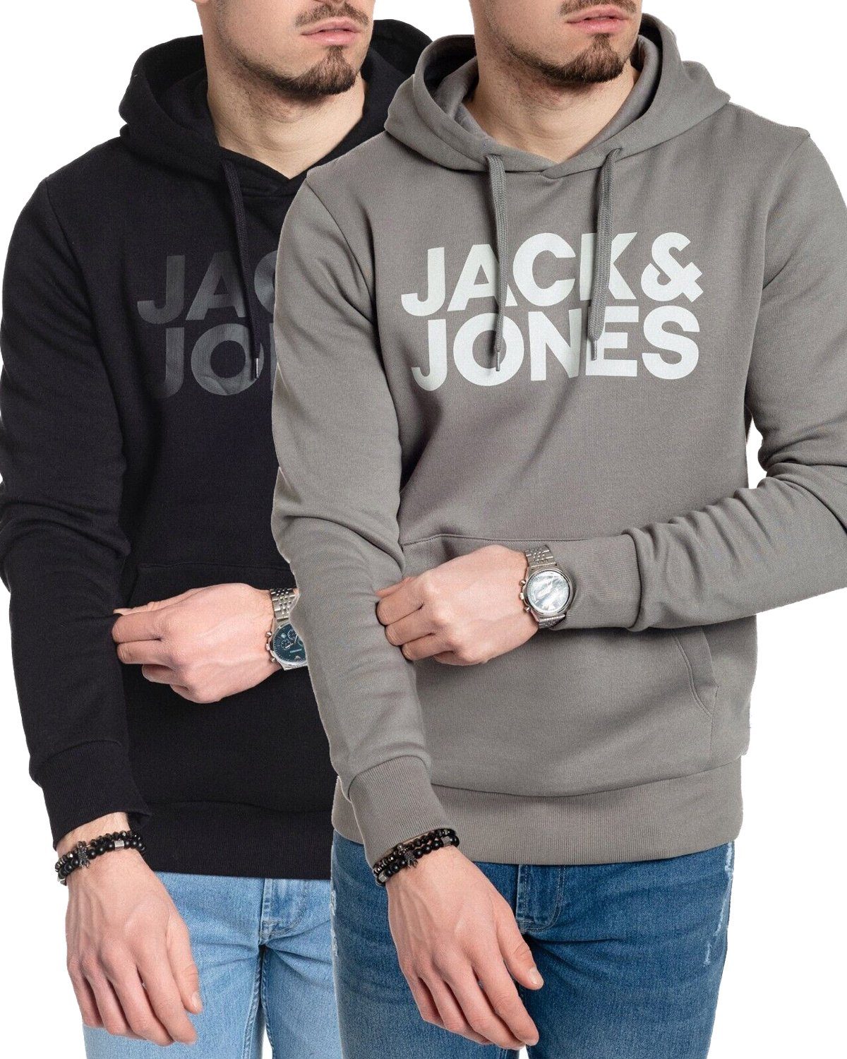 Jack & Jones Kapuzenpullover (Spar Set, Doppelpack) mit Printaufdruck