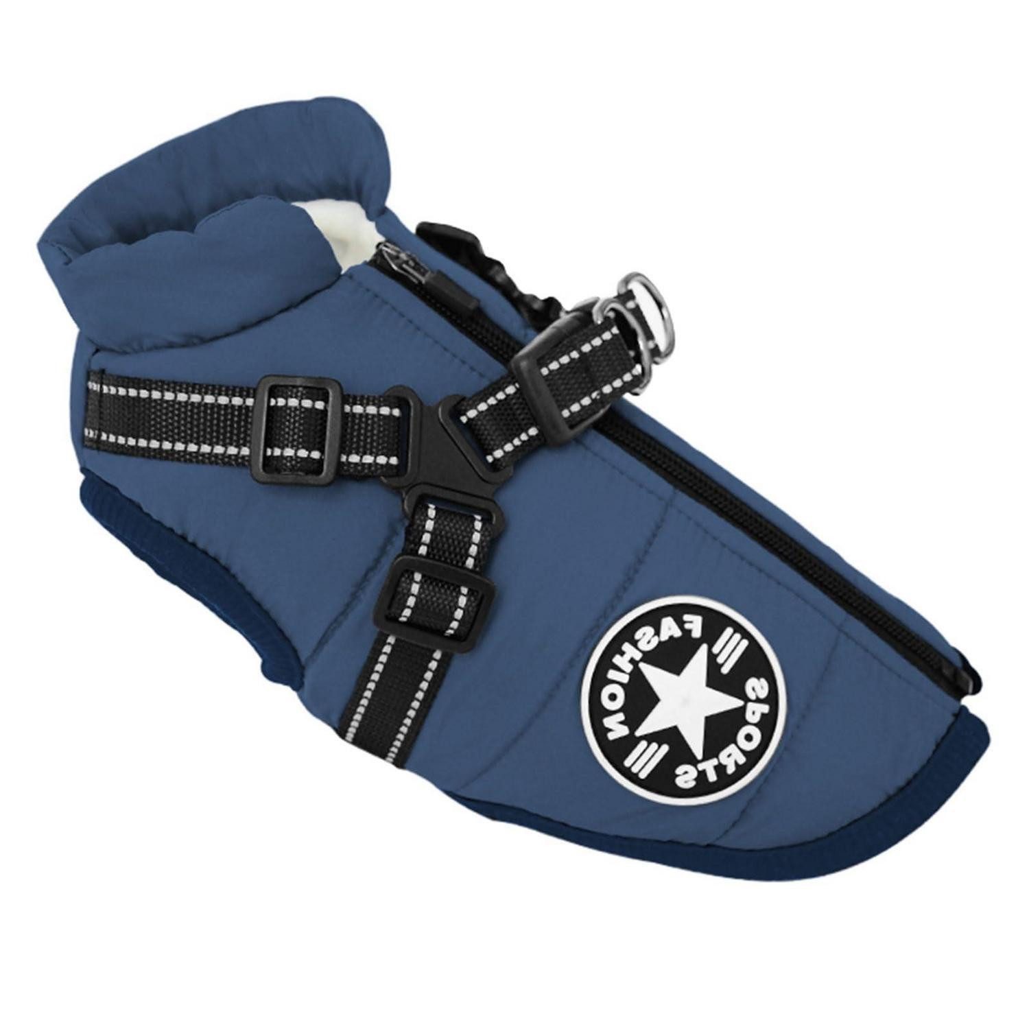 LuxusKollektion Hundejacke Hundejacke mit Geschirr Blau S