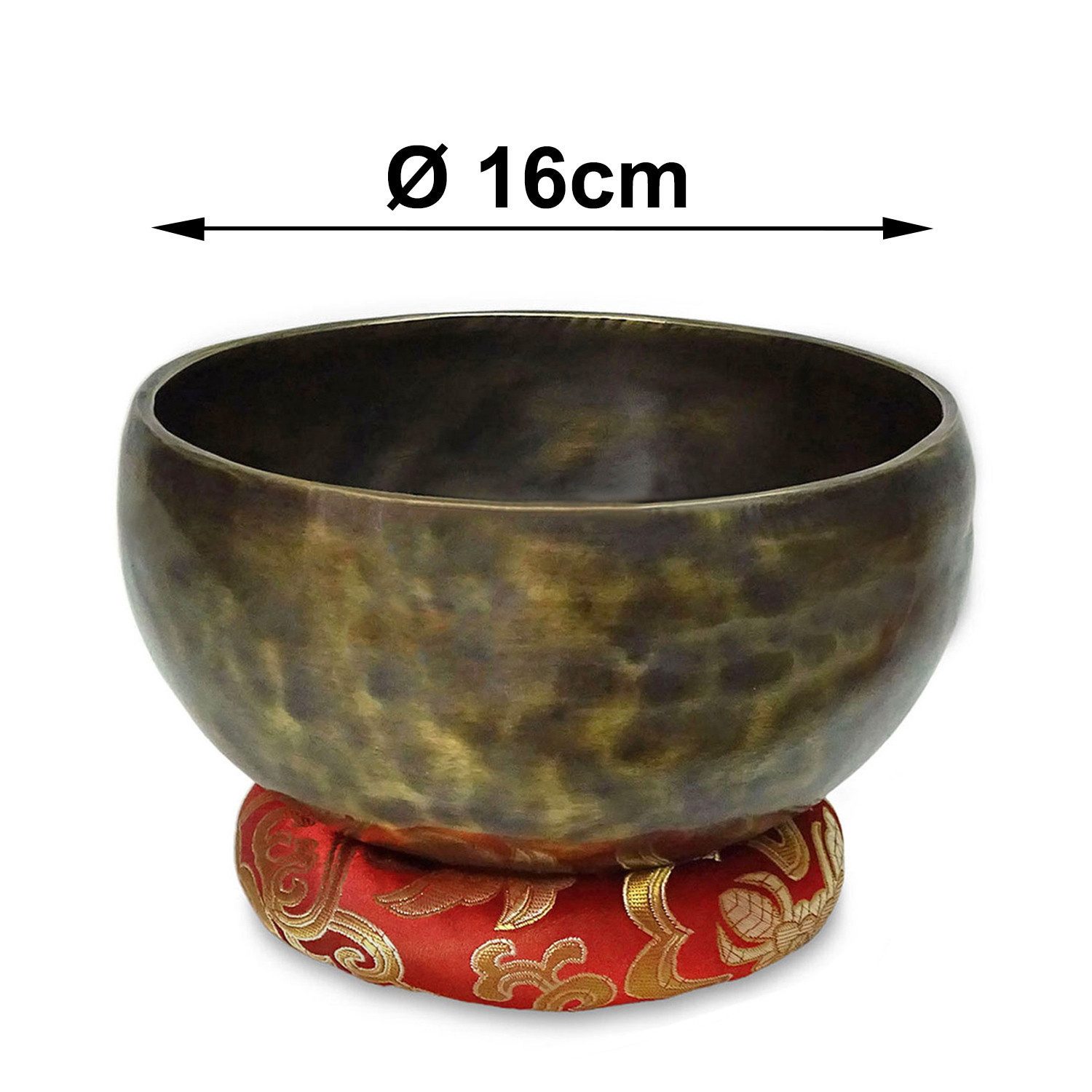 keepdrum Klangschalen keepdrum Tibetische Bronze-Klangschale 16 cm,Bronze-Klangschale, Bronze-Klangschale mit Reiber und Kissen