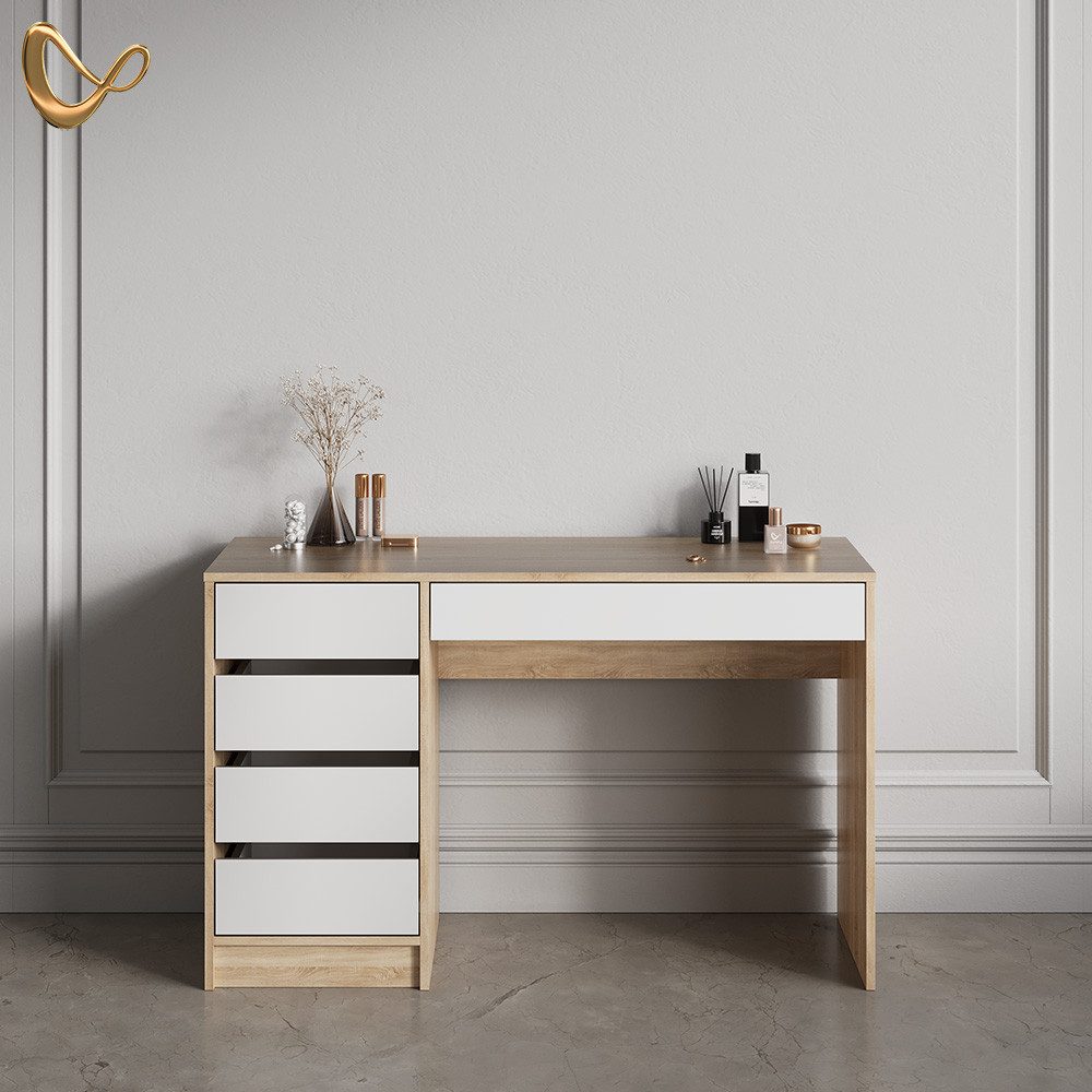 Livinity® Schminktisch Imola, Weiß/Sonoma/Sonoma, 120 cm günstig online kaufen