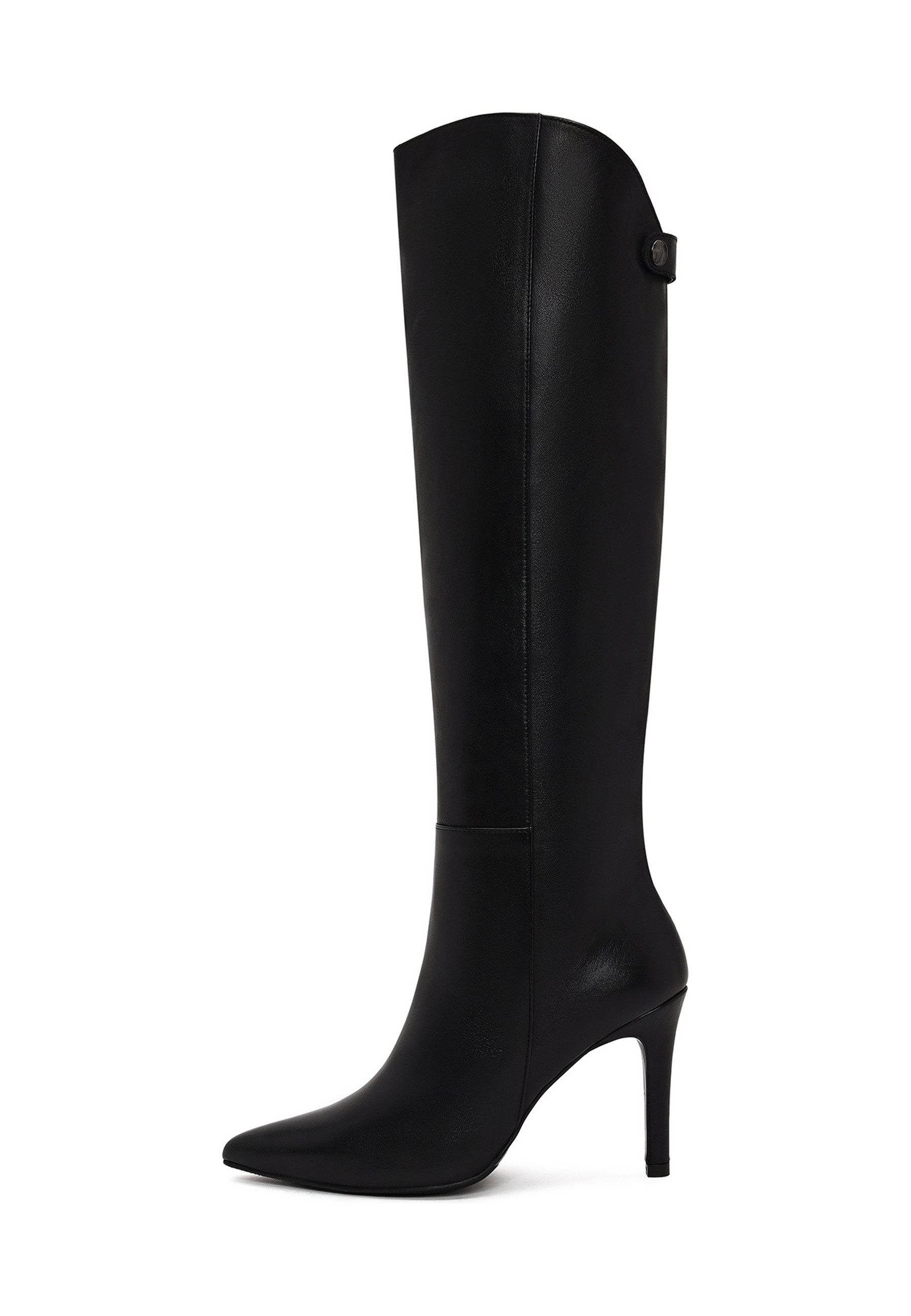 Derimod Kniehohe Stiletto-Stiefel Aus Echtem Leder Bootsschuh Echtes Leder, Textilfutter, Neolit-Sohle, Stilettoabsatz, Kniehoch
