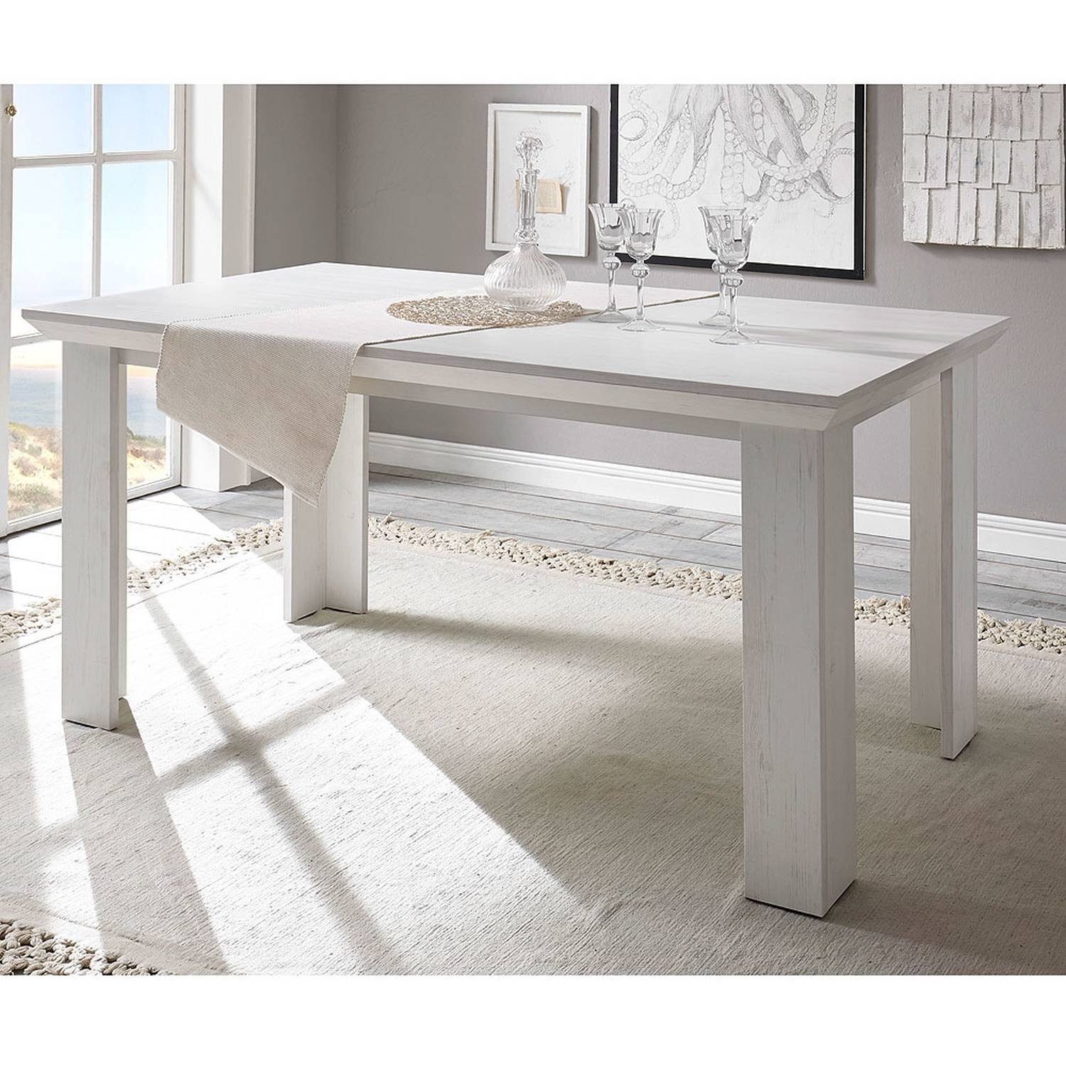 Lomadox Esstisch »WINGST-61«, Esszimmer-Tisch im Landhaus Stil Dekor Pinie  weiß Nb. B/H/T ca. 158x76x88cm online kaufen | OTTO