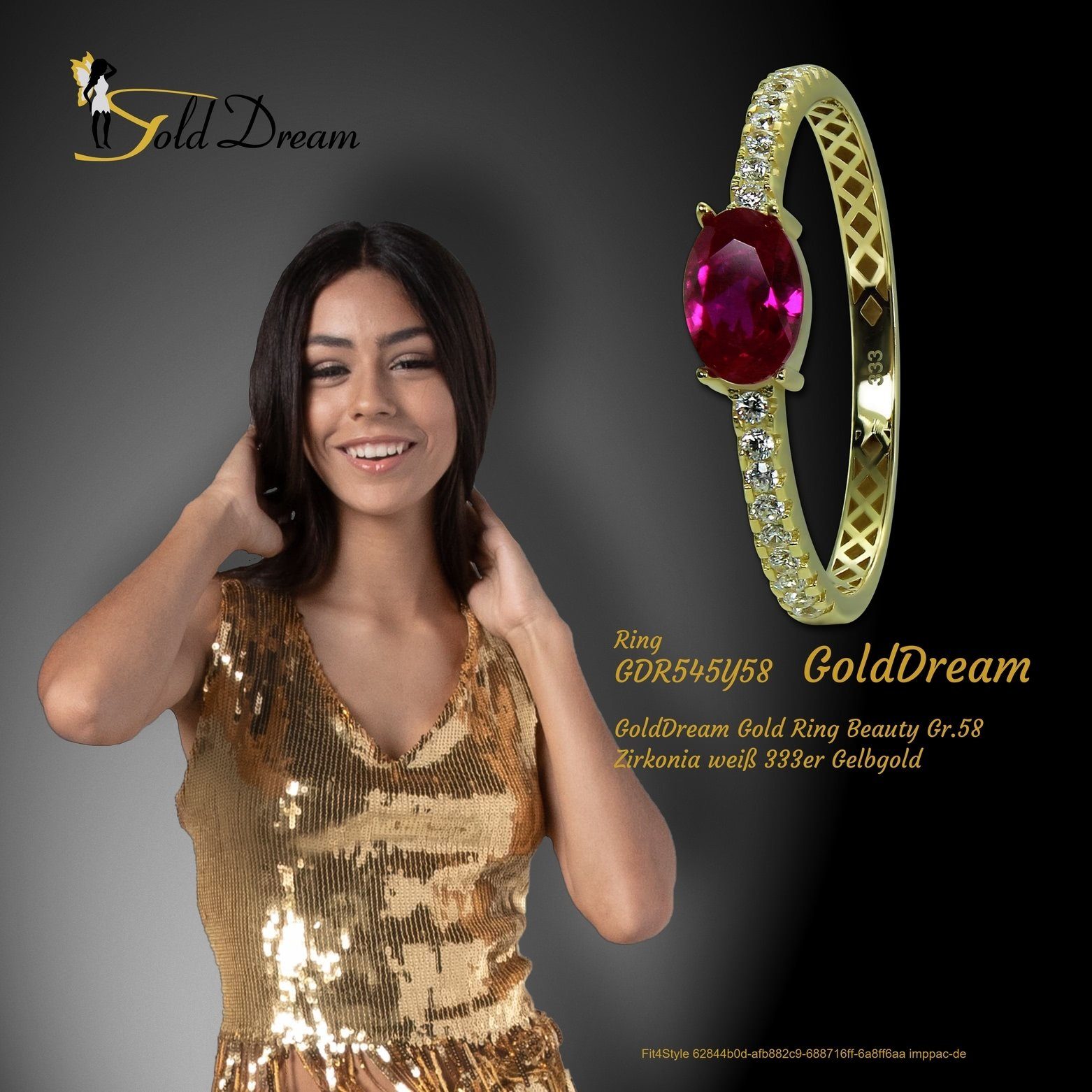 Gr.58 333 Farbe: Gelbgold Ring weiß, - GoldDream pink 8 gold, Goldring Beauty Damen GoldDream Gold (Fingerring), Beauty Ring Karat,