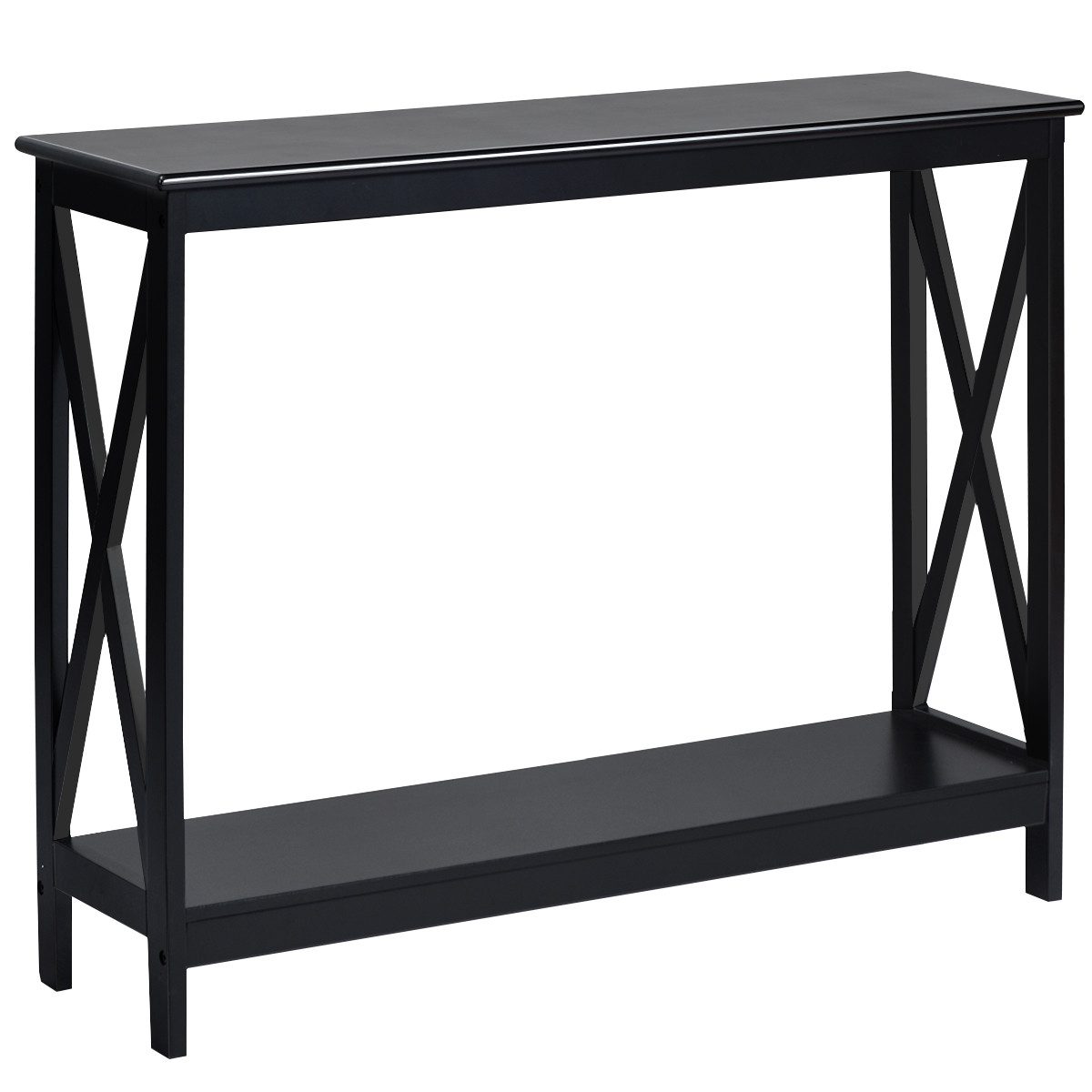 COSTWAY Konsolentisch, 2 Ebene mit Ablage, X-förmig, aus Holz, 100x30x80cm günstig online kaufen