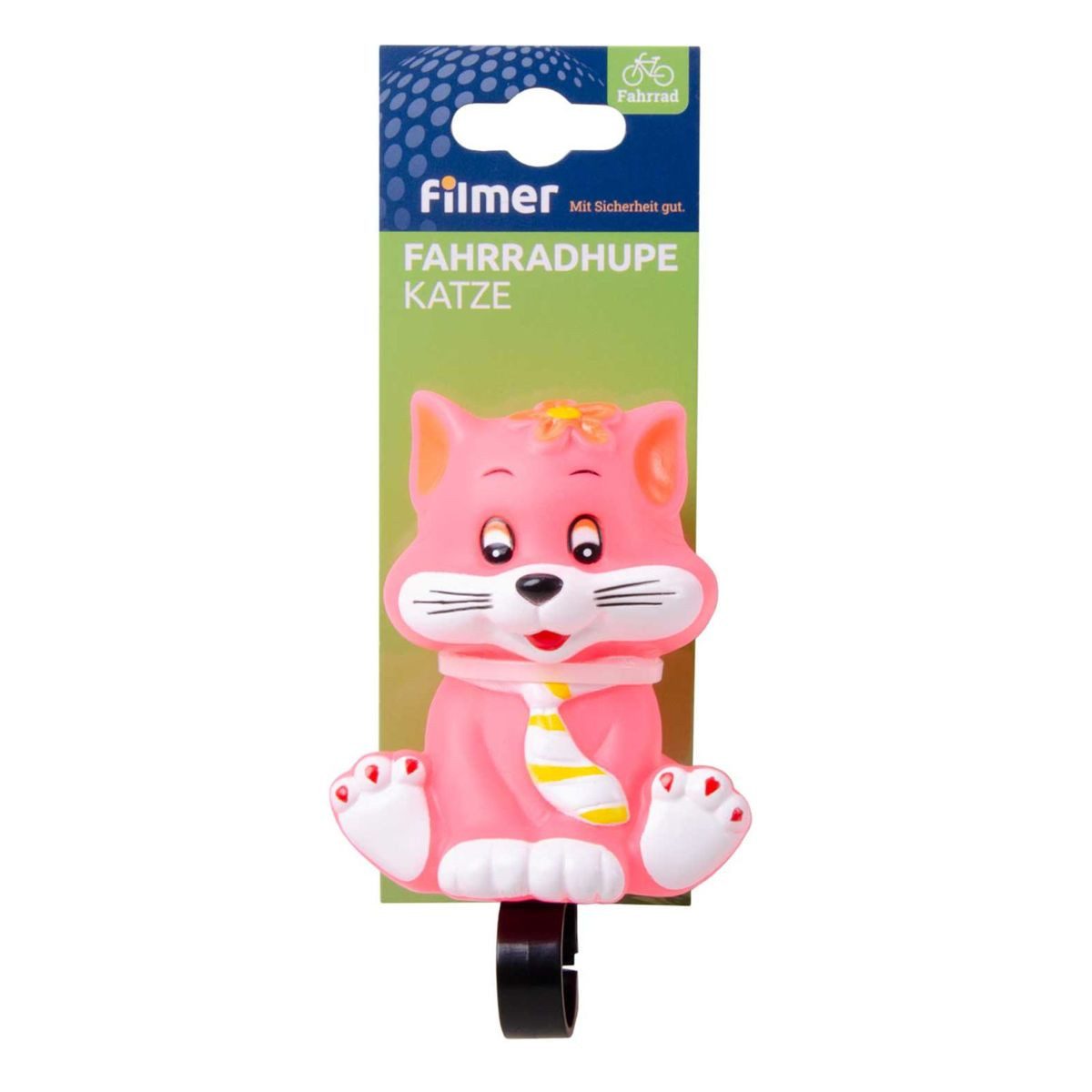 Filmer Fahrradklingel Fahrradhupe Katze pink 12x7 cm Halterung Kunststoff, Katzendesign