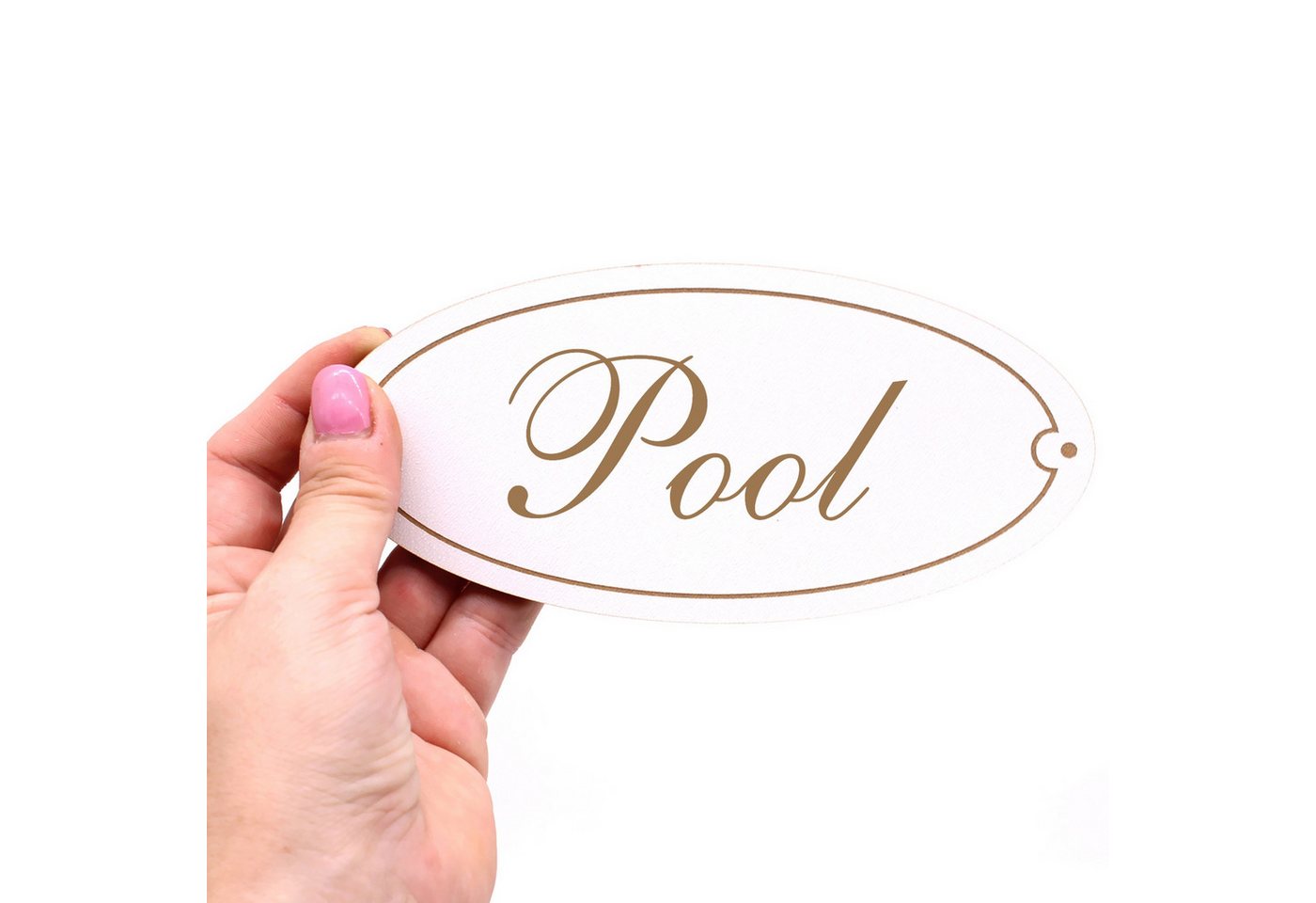 Thumbnail - Dekolando Hinweisschild Türschild Oval - Pool - Schild 15 x 7 cm - Schilder Türschilder, (1 St)