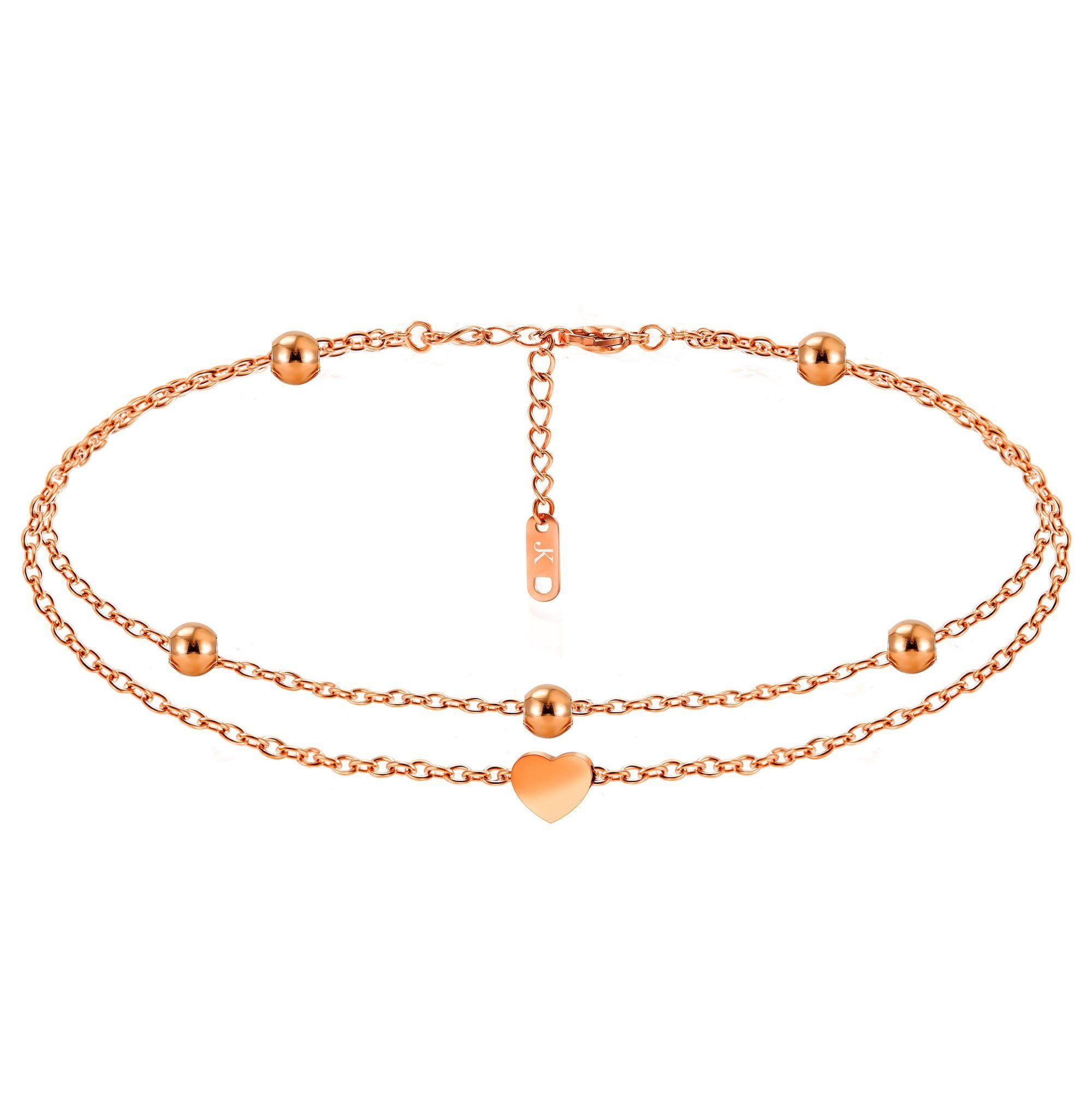 Kim Johanson Fußkette Heart, aus Edelstahl, mit Herz-Anhänger, verstellbar günstig online kaufen