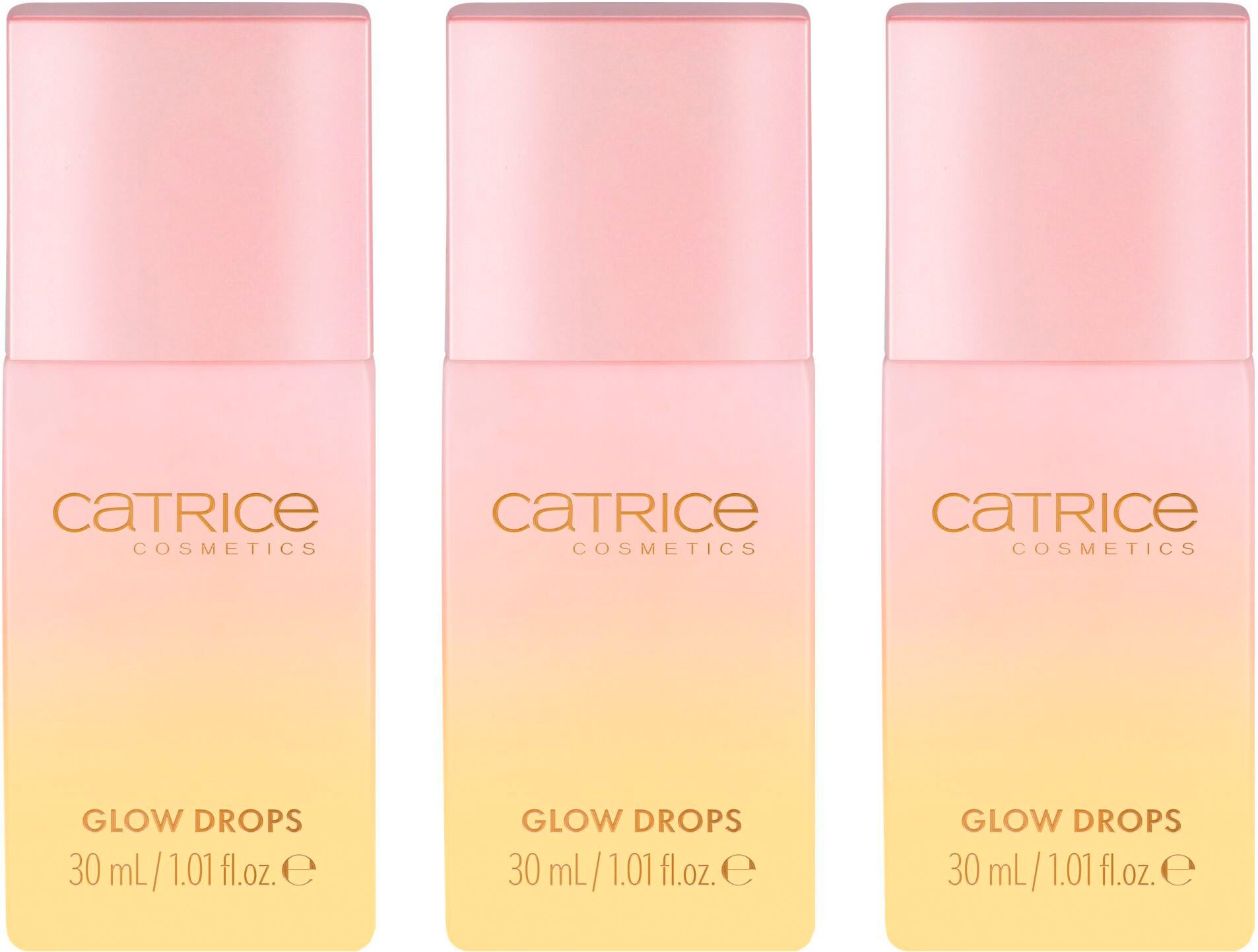 Catrice Highlighter MIDNIGHT SUN Glow Drops, 3-tlg., Seidige Textur, leicht verblendbar, natürlicher, leuchtender Glow.