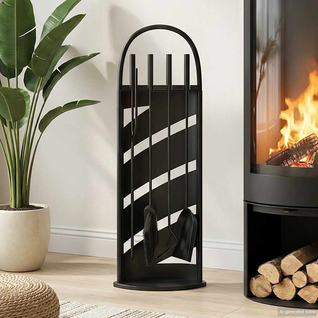 vidaXL Reinigungselement 5-teiliges Kaminbesteck-Set 23 x 15 x 66 cm Stahl
