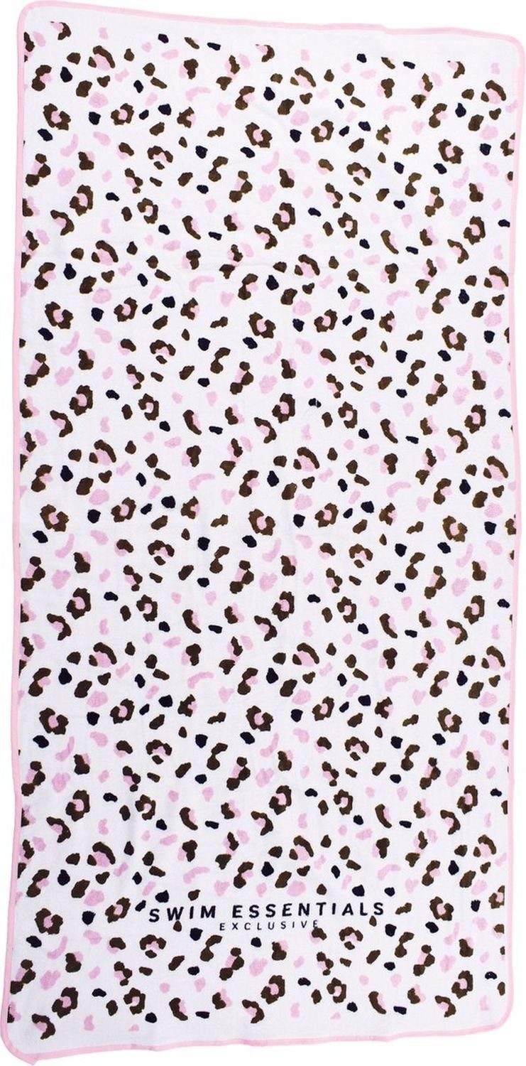 Swim Essentials Strandtücher Swim Essentials Strandlaken Strandtuch weiß Leoparden Muster 135 x 65, Badetuch Handtuch