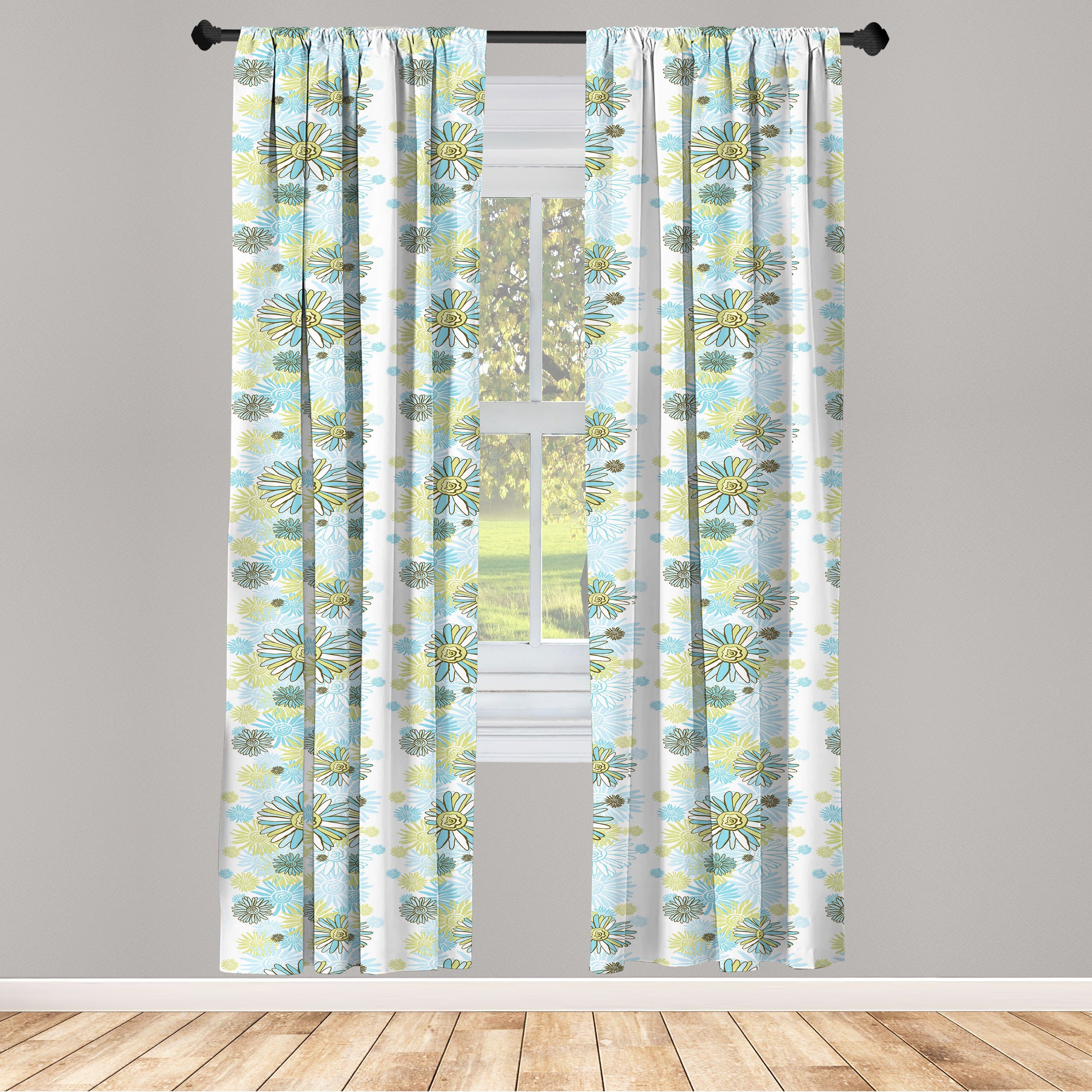 Gardine Vorhang für Wohnzimmer Schlafzimmer Dekor, Abakuhaus, Microfaser, Sommer Kamillen Wild Flower