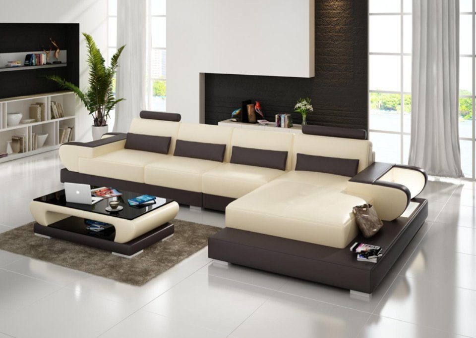 Ledersofa Eck Modern Couch Wohnlandschaft Sofa Ecksofa, Ecksofa JVmoebel Design