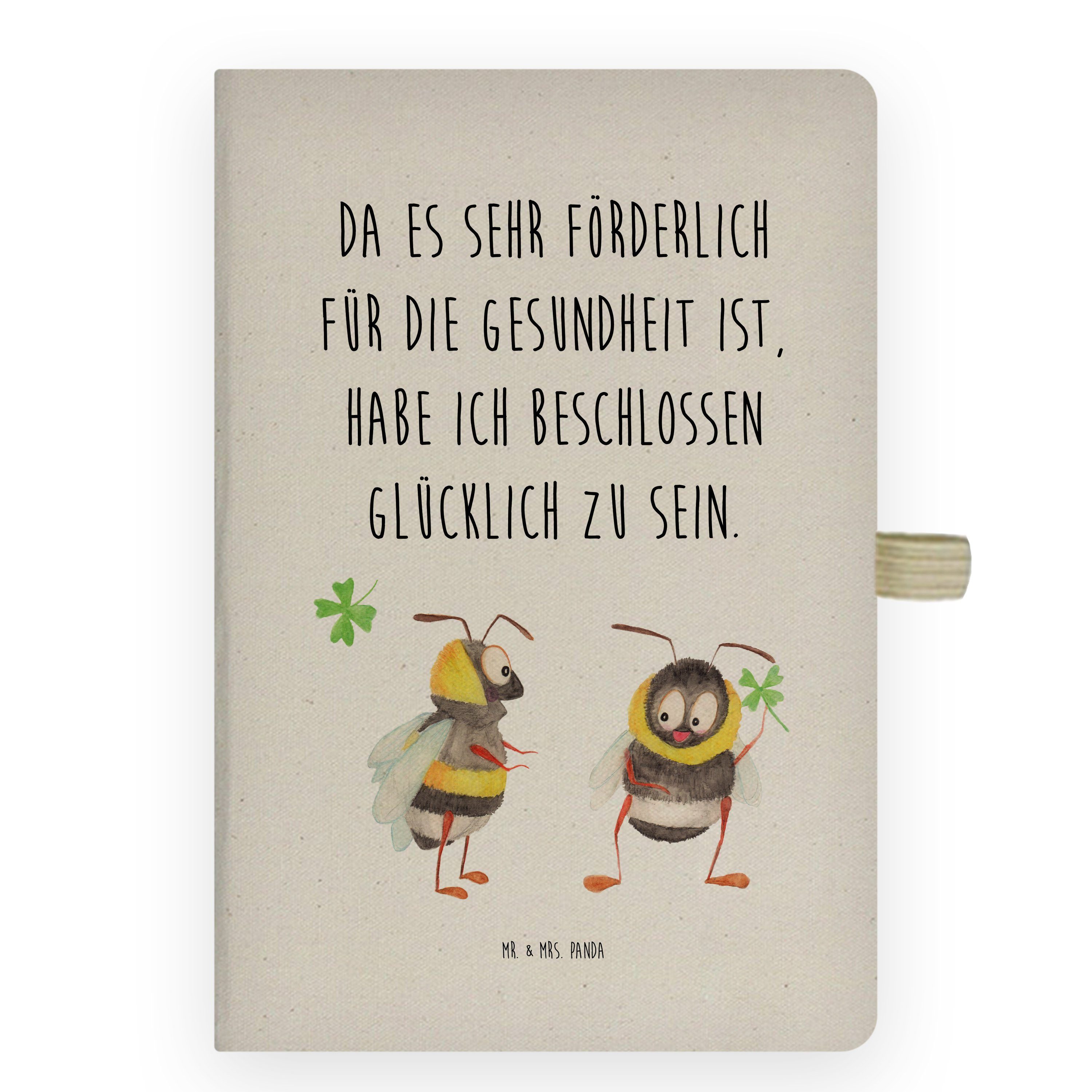 Mr. & Mrs. Panda Notizbuch Hummeln mit Kleeblatt - Transparent - Geschenk, lustige Sprüche, Noti Mr. & Mrs. Panda
