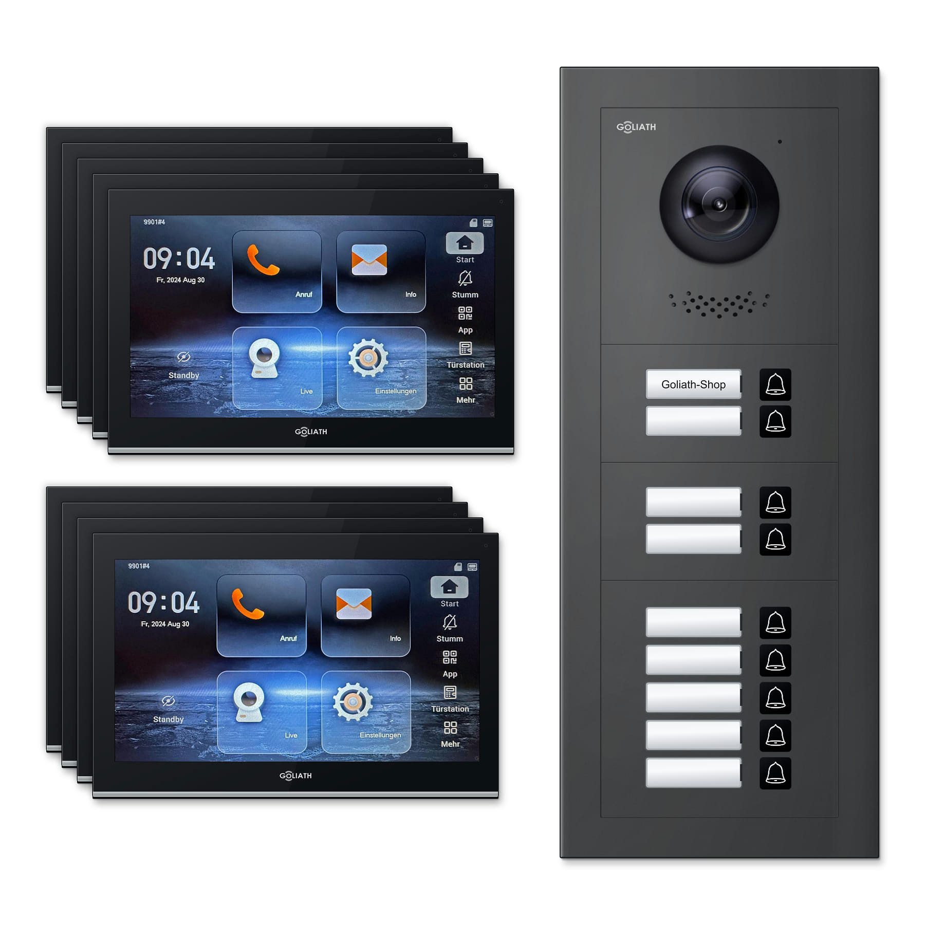 Goliath Intercom Video-Türsprechanlage Premium IP GL-IPH900AM – 9 Familien (Privat oder Gewerblich)