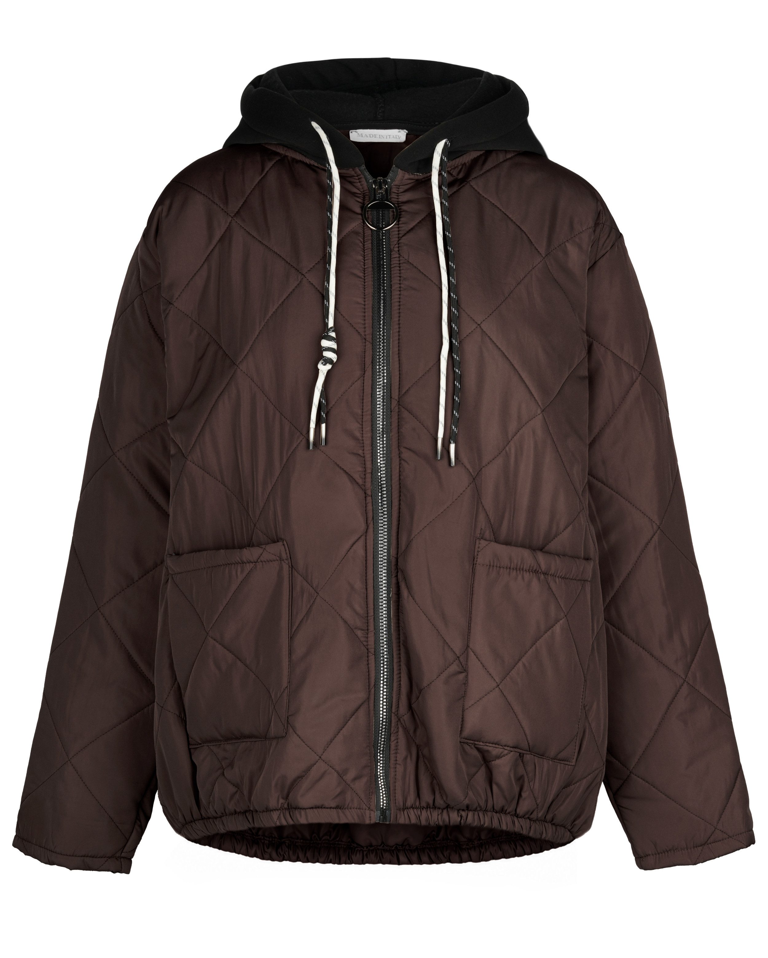 dy_mode Steppjacke Oversize Steppjacke Damen Leichte Übergangsjacke Kapuzenjacke in Unifarbe, mit Kontrast-Kapuze