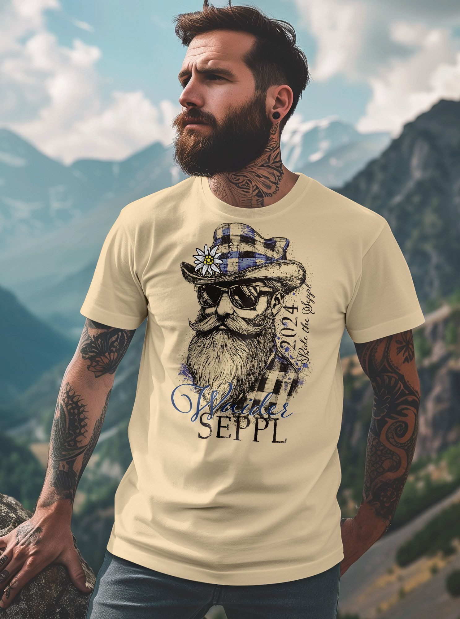 Neverless Print-Shirt Herren T-Shirt Trachtenshirt Bayern Dialekt Schriftzug Vuider Seppl mit Print