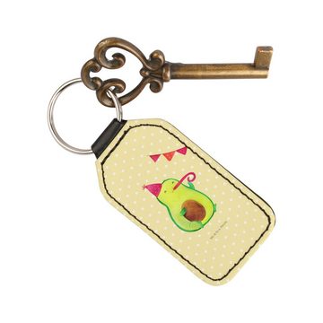Mr. & Mrs. Panda Schlüsselanhänger Avocado Party Zeit - Gelb Pastell - Geschenk, Lebensfroh, Vegan, Schu (1-tlg), Botschaft der Liebe