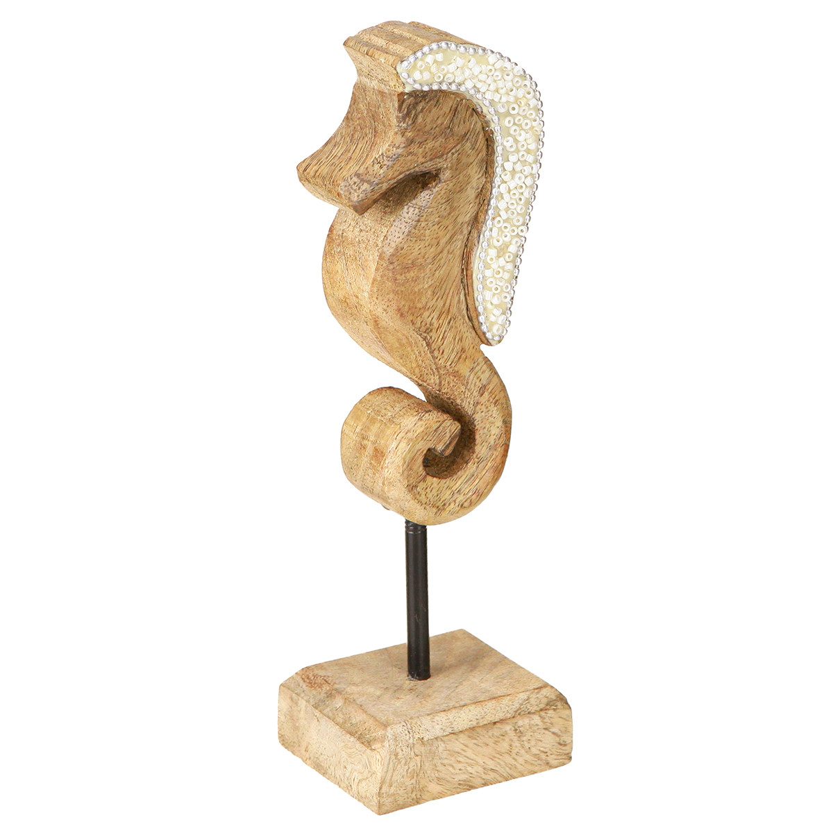 Dekofigur Mangoholz Seepferdchen Deko Perlen Tischdeko maritim 20cm