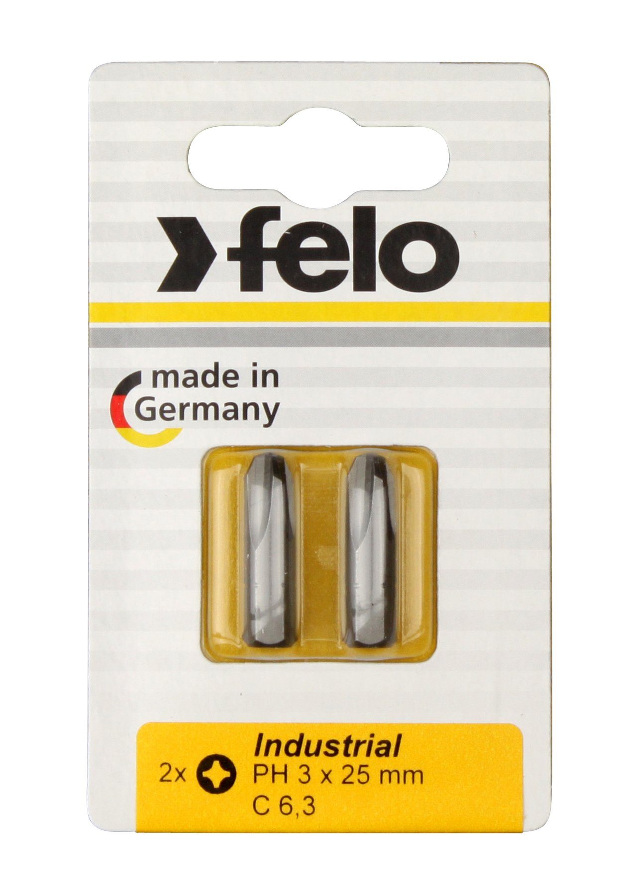 Felo Kreuzschlitz-Bit Felo Bit, Industrie C 6,3 x 25mm, 2 Stk auf Karte 2x PH 3